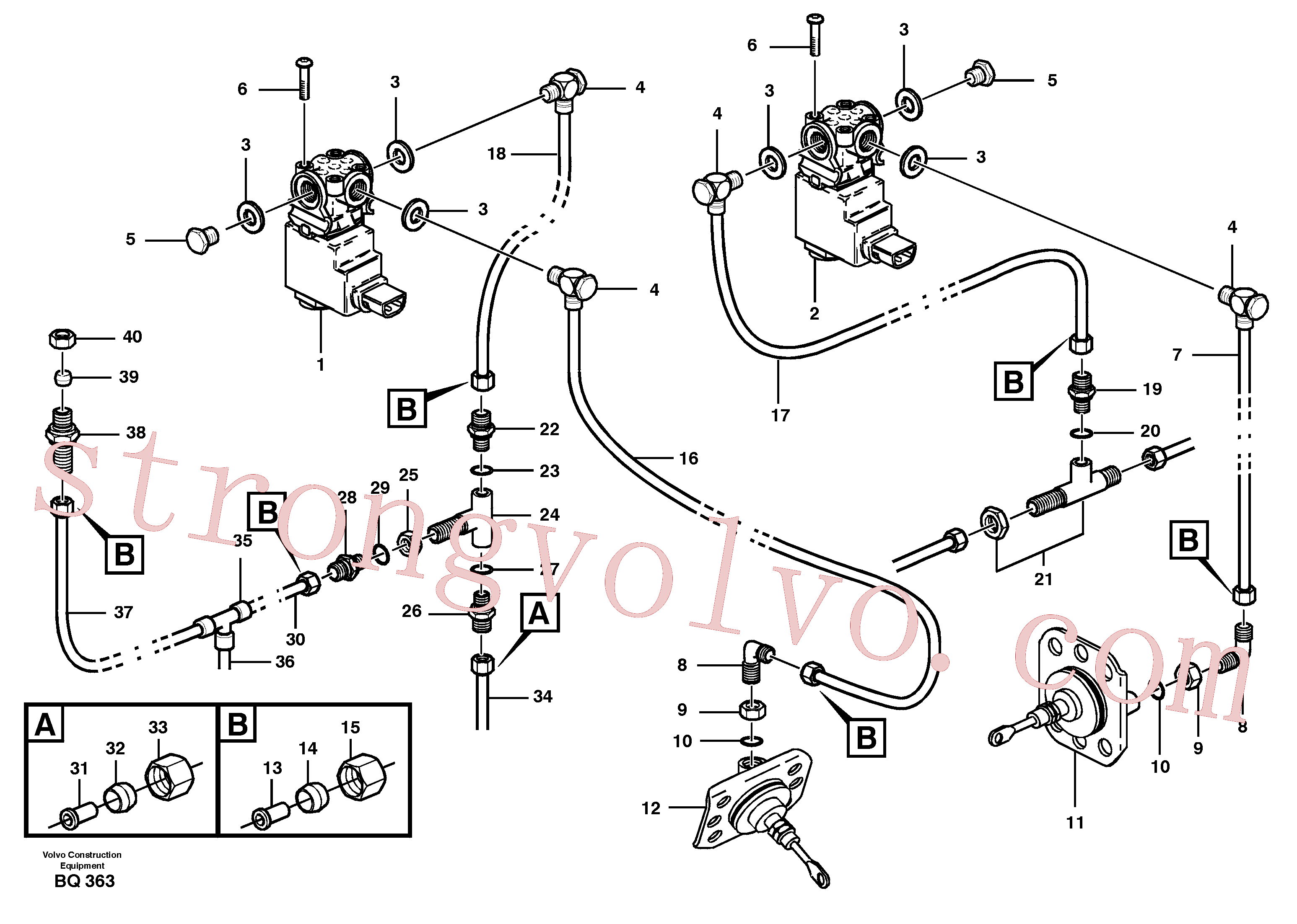 VOE969150 Volvo Sistema pneumático, bloqueio do diferencial, cabina(BQ363 Montagem)