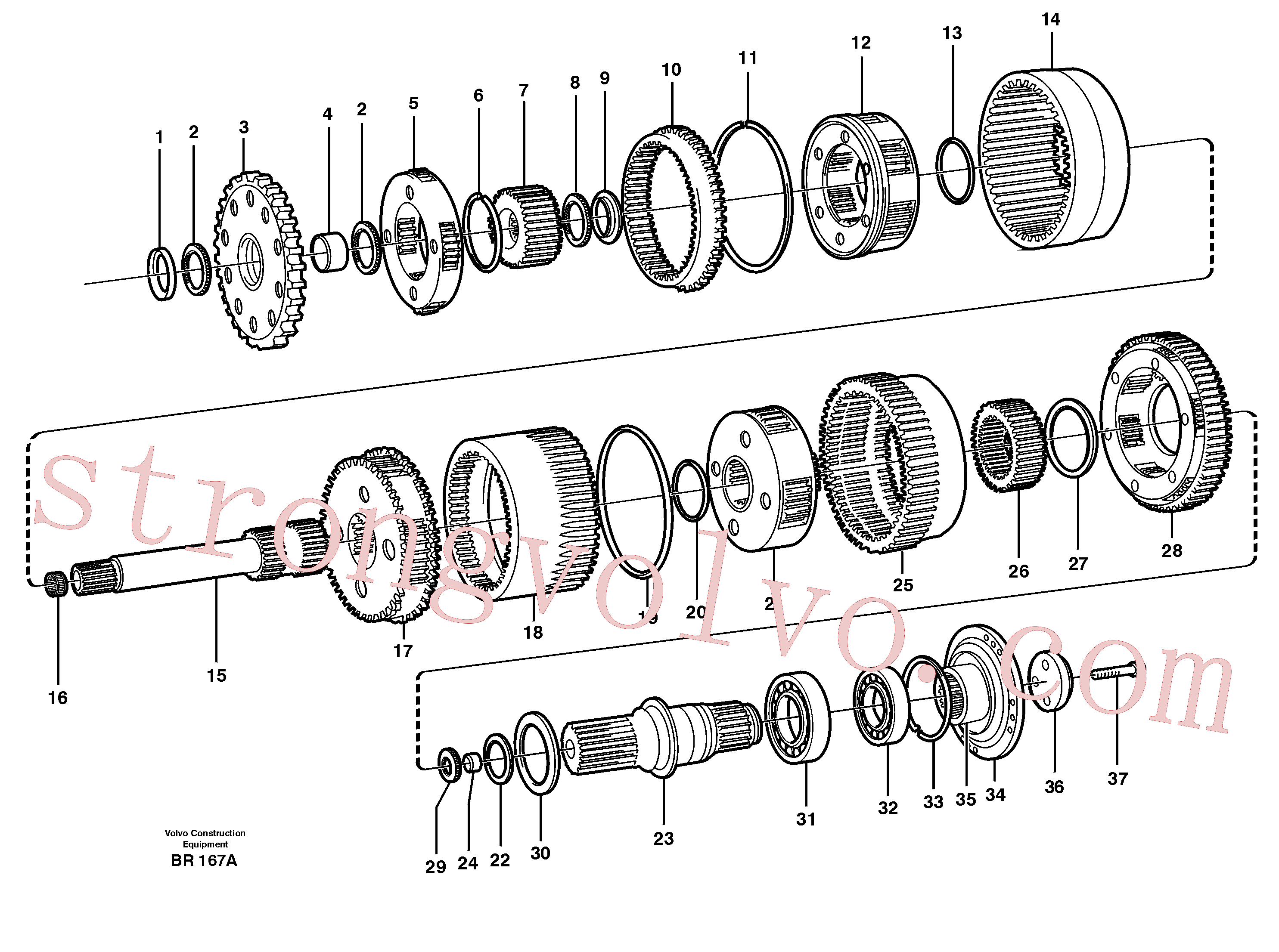 VOE181451 Volvo Engrenagens planetárias e veios(BR167A Montagem)