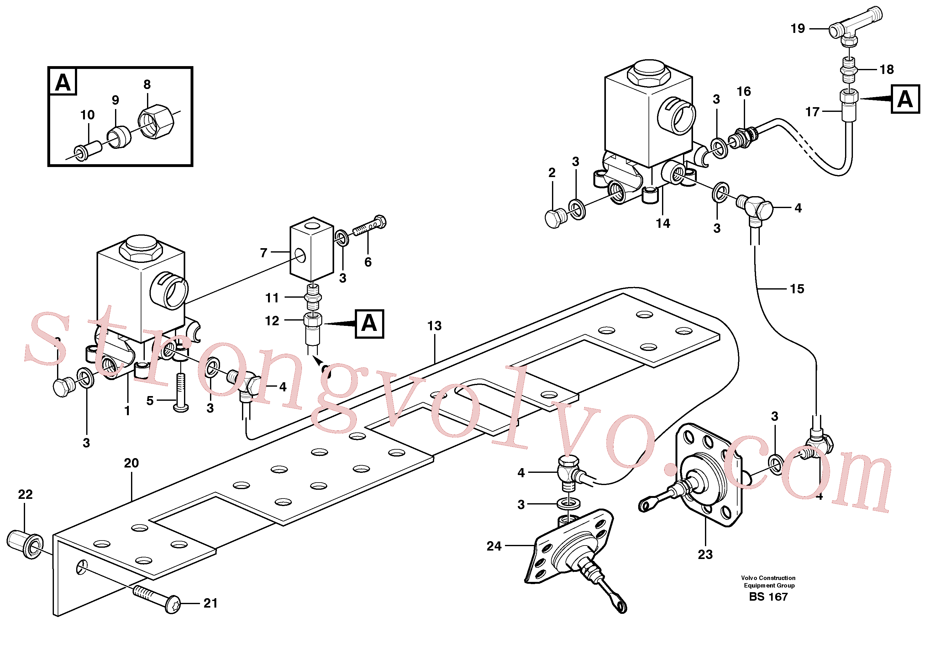 VOE13945902 Volvo Sistema pneumático, bloqueio do diferencial, cabina(BS167 Montagem)