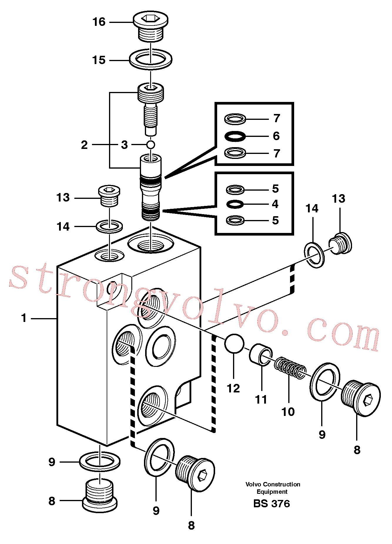 VOE7060309 Volvo Válvula, corpo do circuito e válvula de retorno(BS376 Montagem)