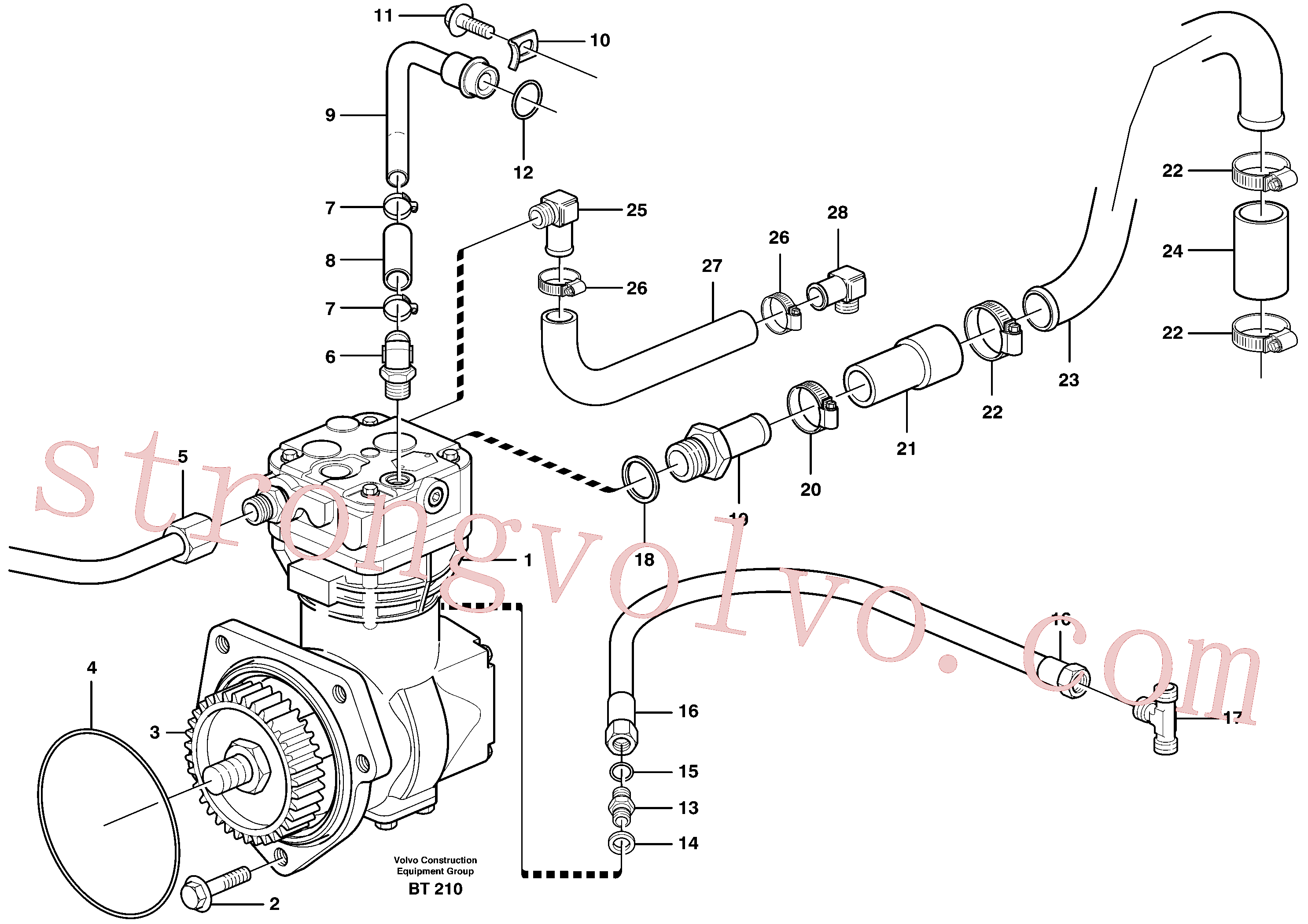 VOE13948983 Volvo Compressor de ar com acessórios(BT210 Montagem)