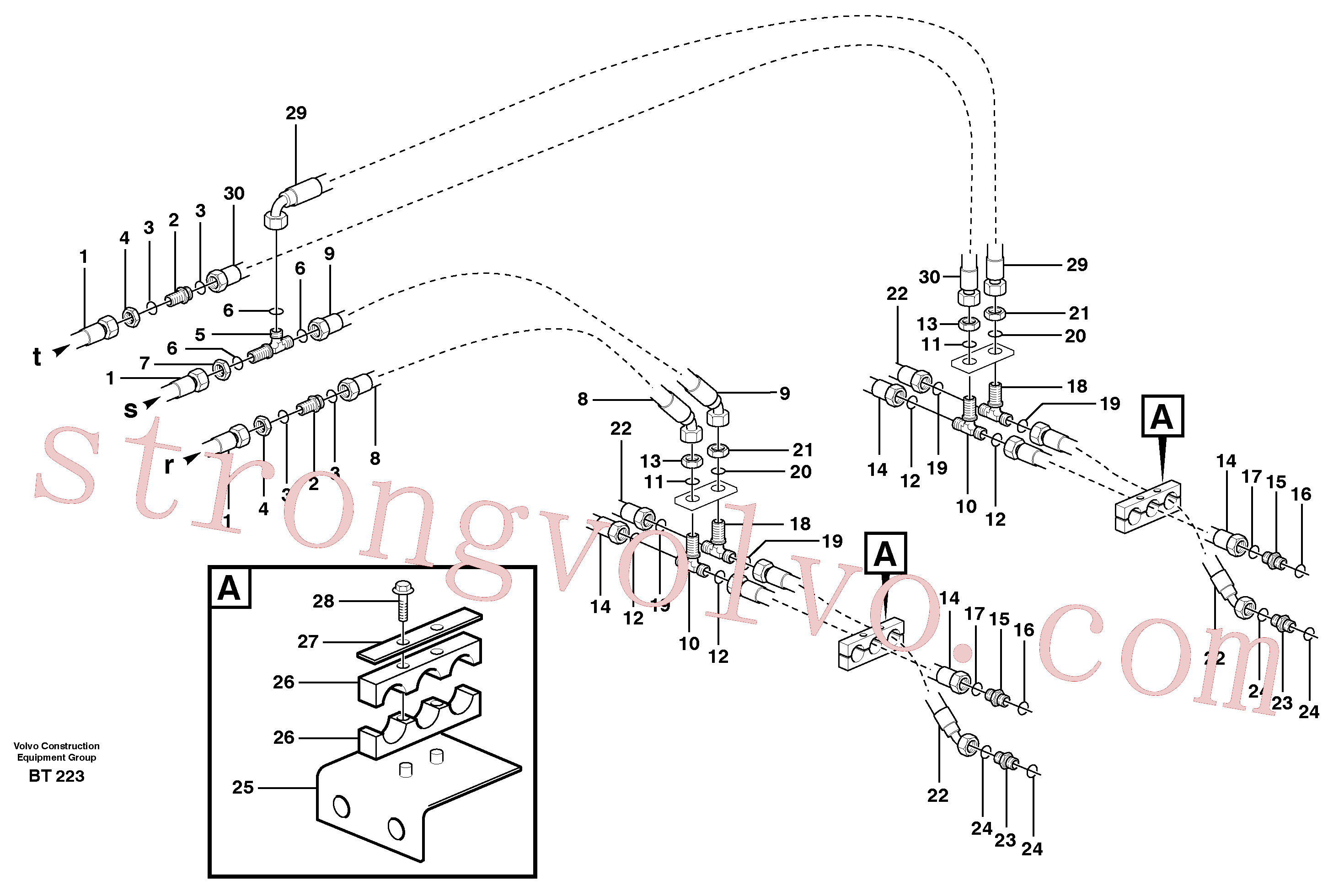 VOE935285 Volvo Sistema de refrigeração dos travões, eixos(BT223 Montagem)