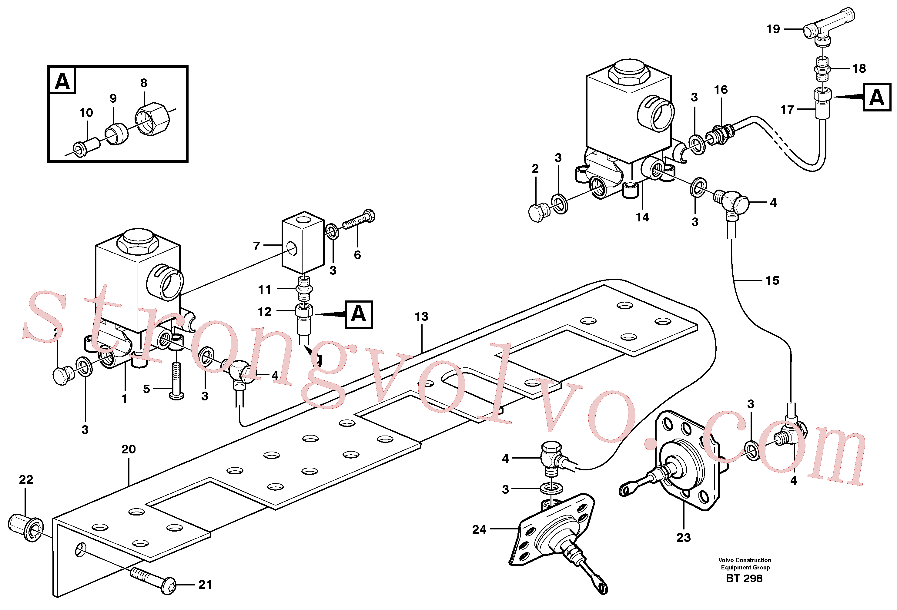VOE13966412 Volvo Sistema pneumático, bloqueio do diferencial, cabina(BT298 Montagem)