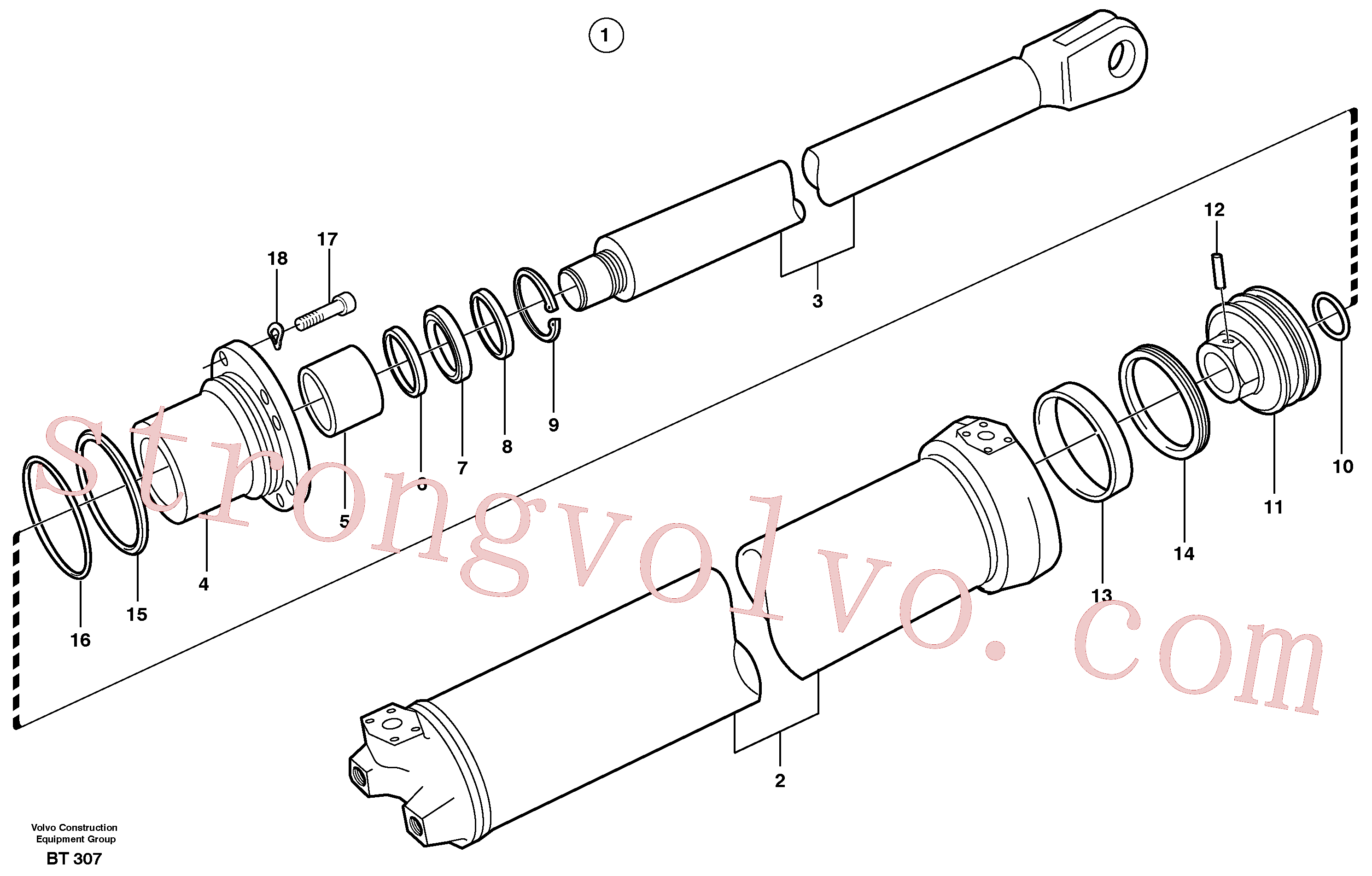 VOE11005107 Volvo Cilindro de elevação(BT307 Montagem)