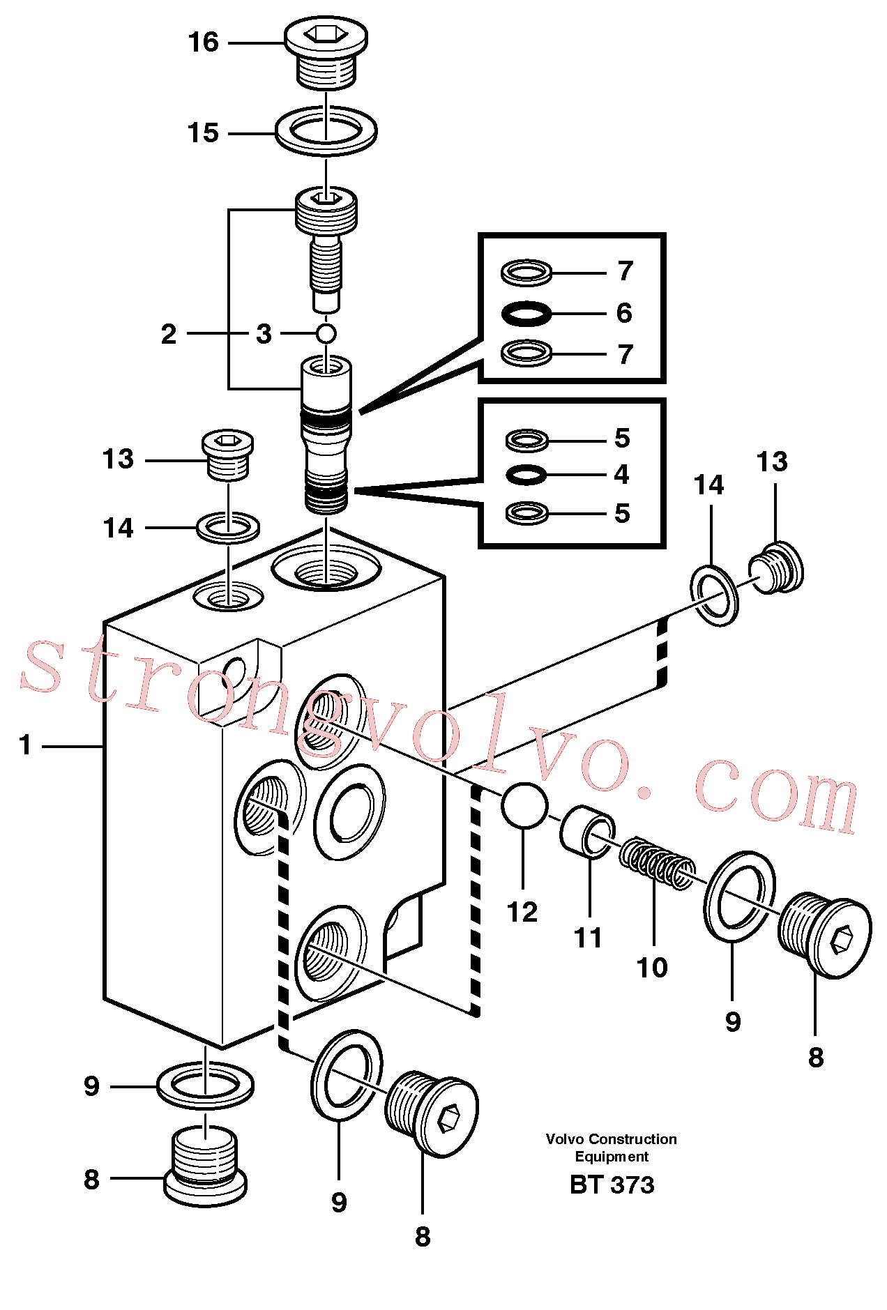 VOE7060309 Volvo Válvula, corpo do circuito e válvula de retorno(BT373 Montagem)
