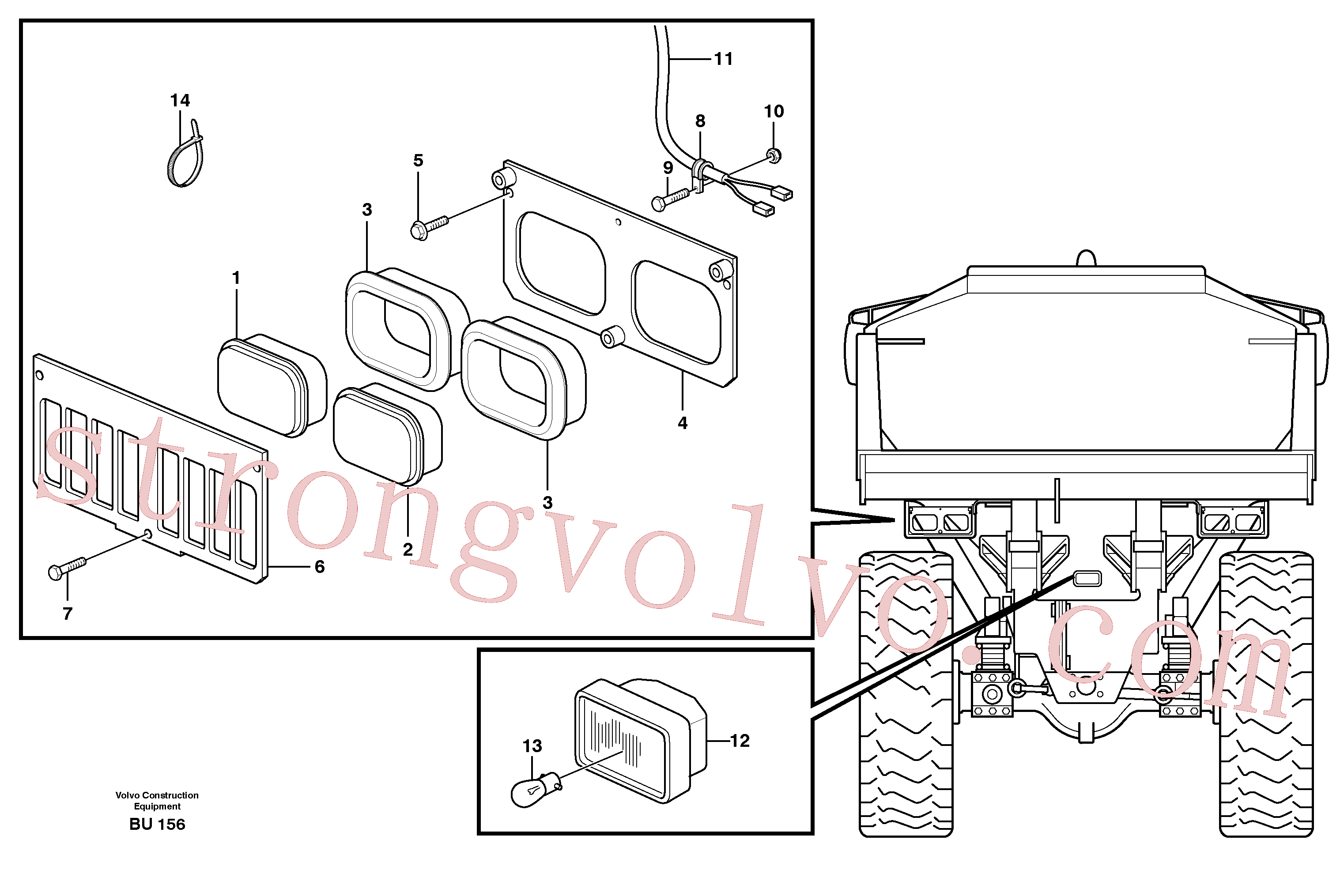 VOE952627 Volvo Iluminação, traseira(BU156 Montagem)