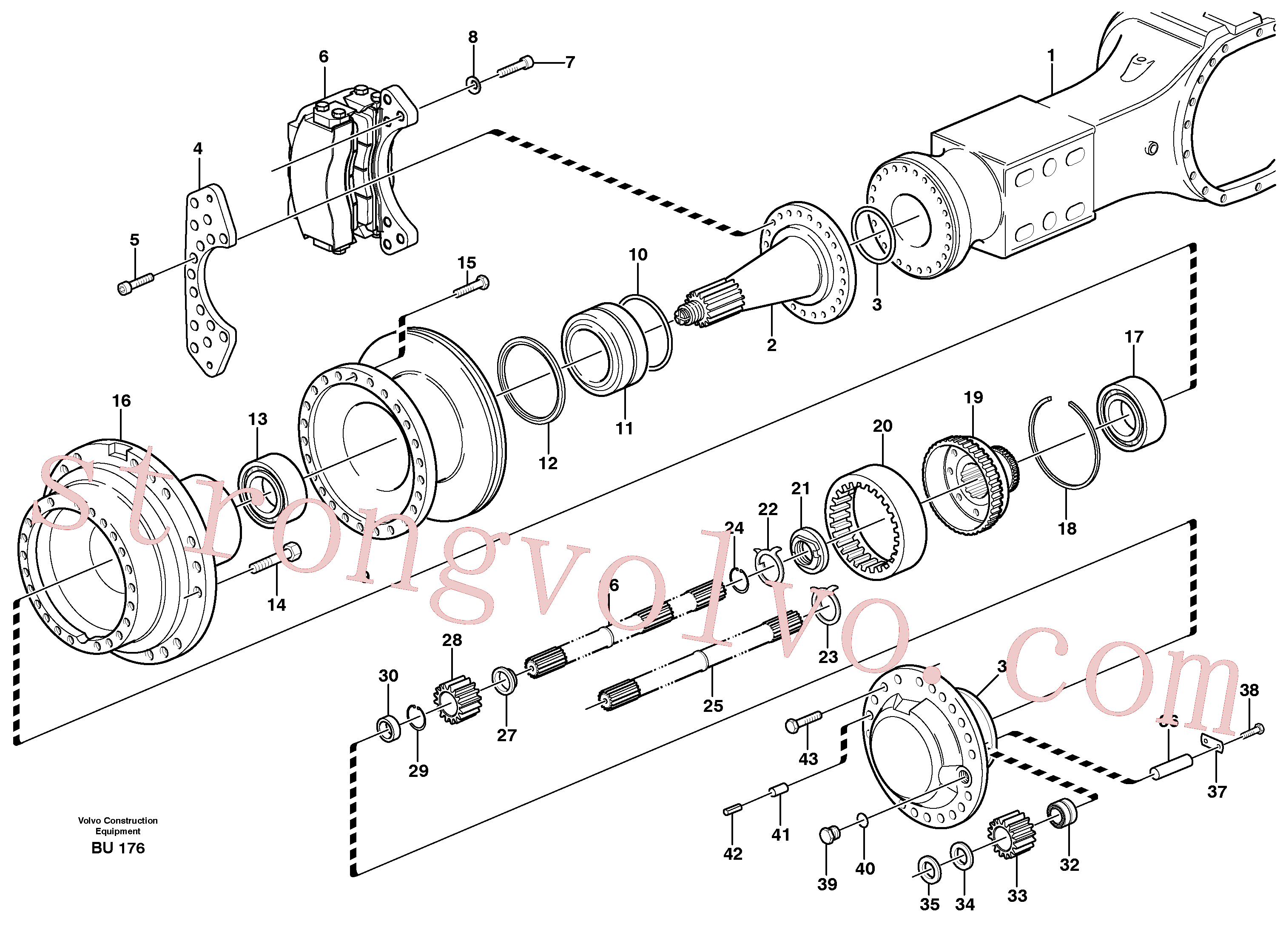 VOE960198 Volvo Redução do cubo, unidade do motor(BU176 Montagem)