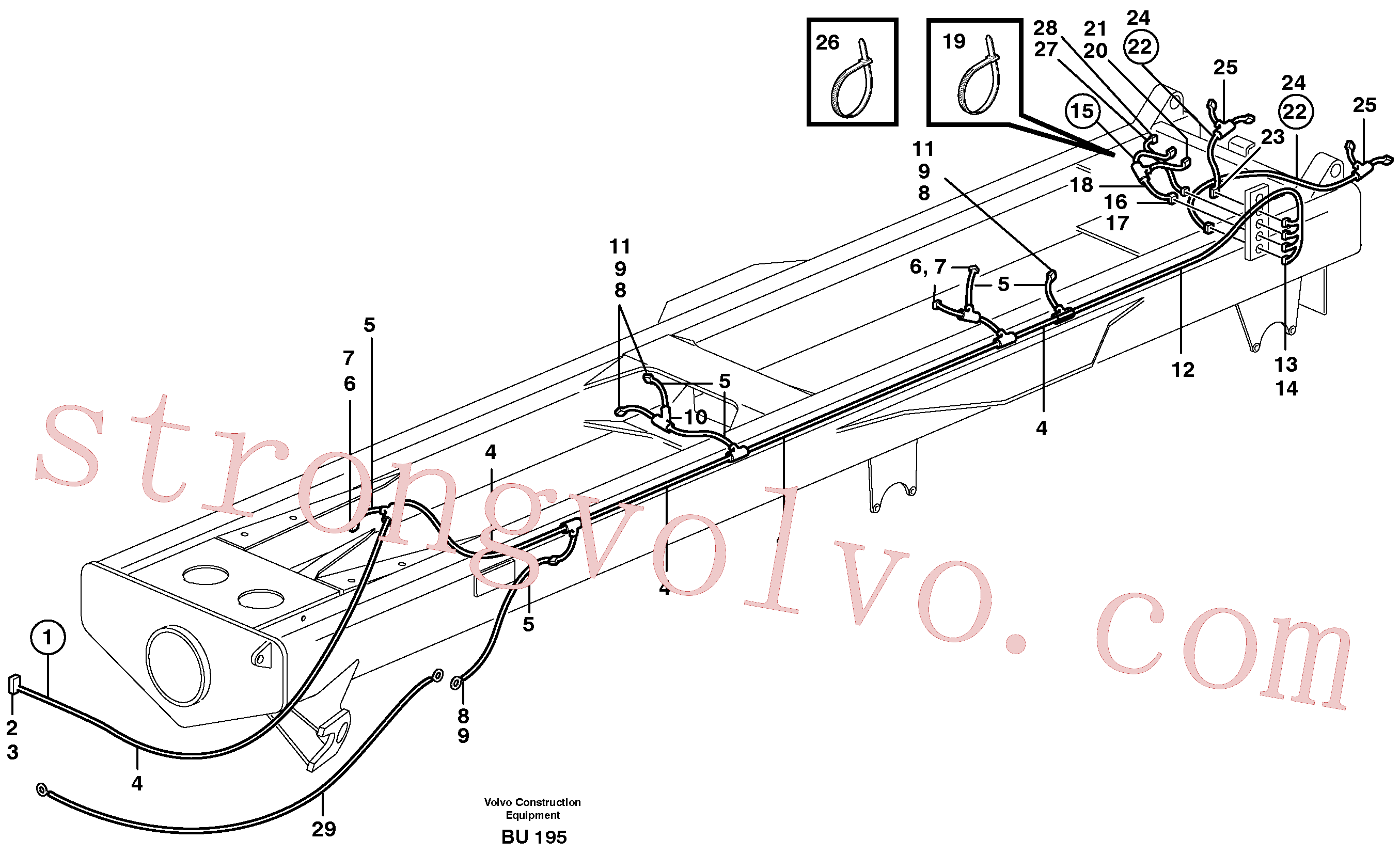 VOE8159013 Volvo Cablagem, traseira(BU195 Montagem)