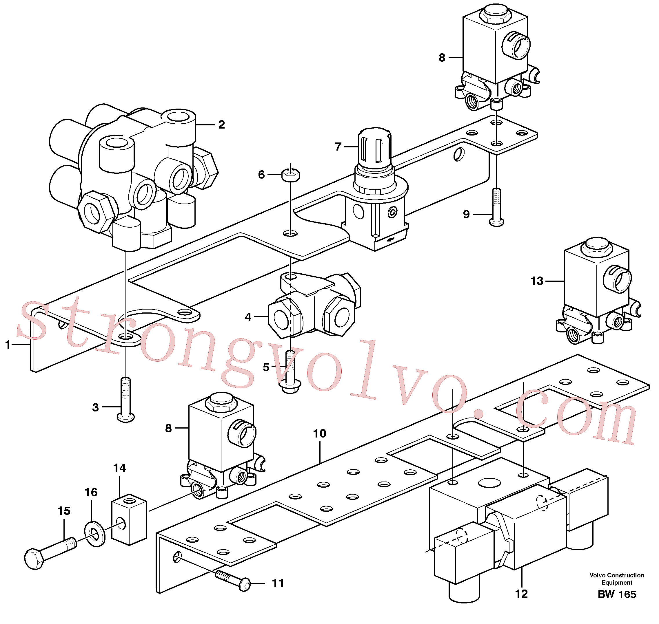VOE1078316 Volvo Válvulas de travão com acessórios(BW165 Montagem)