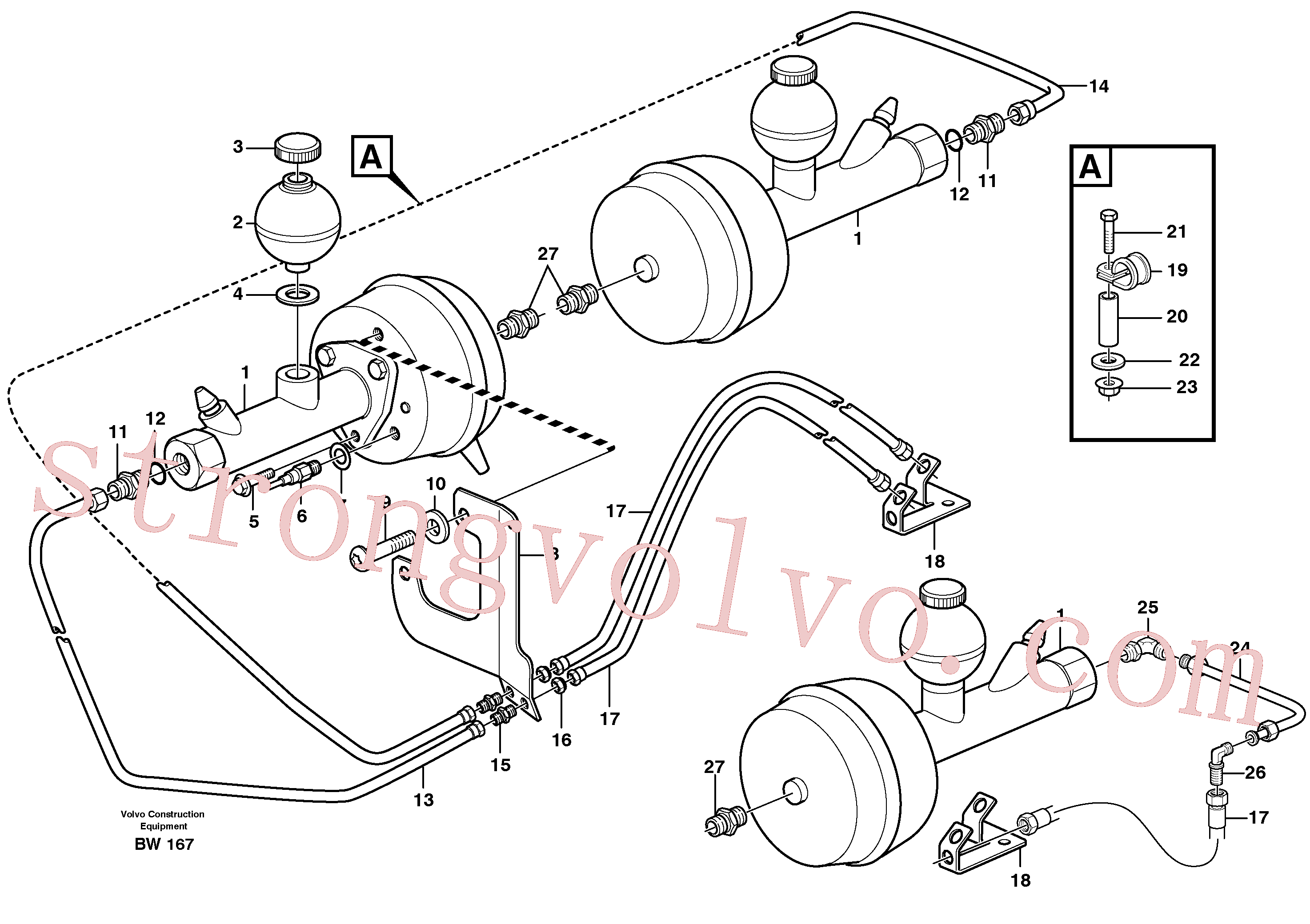 VOE947627 Volvo Sistema de travão hidráulico, unidade de carga(BW167 Montagem)