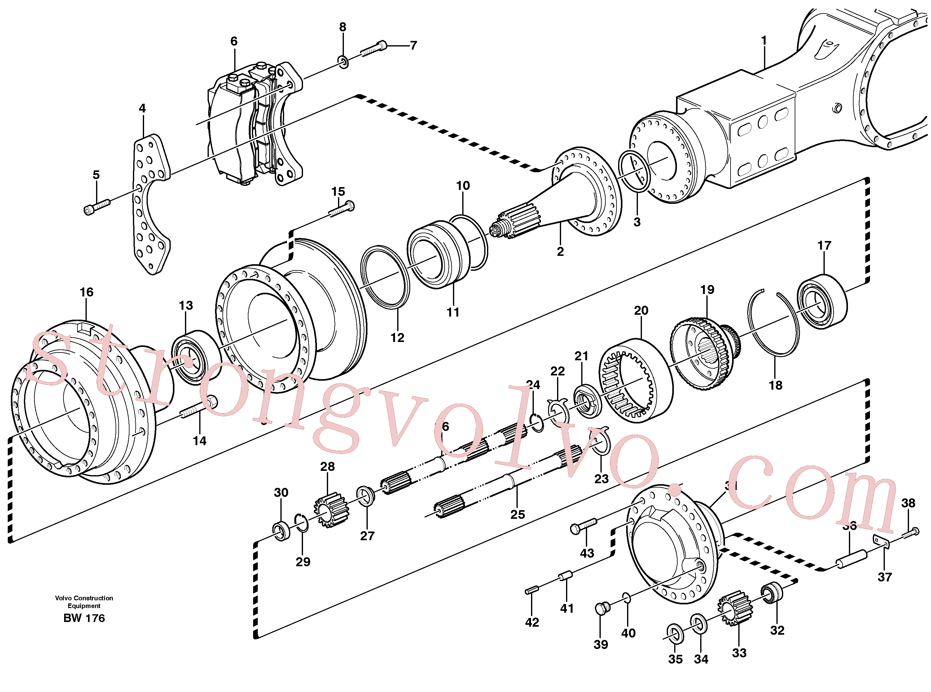 Volvo VOE951990 Pino tubular Volvo Acessórios para escavadeira
