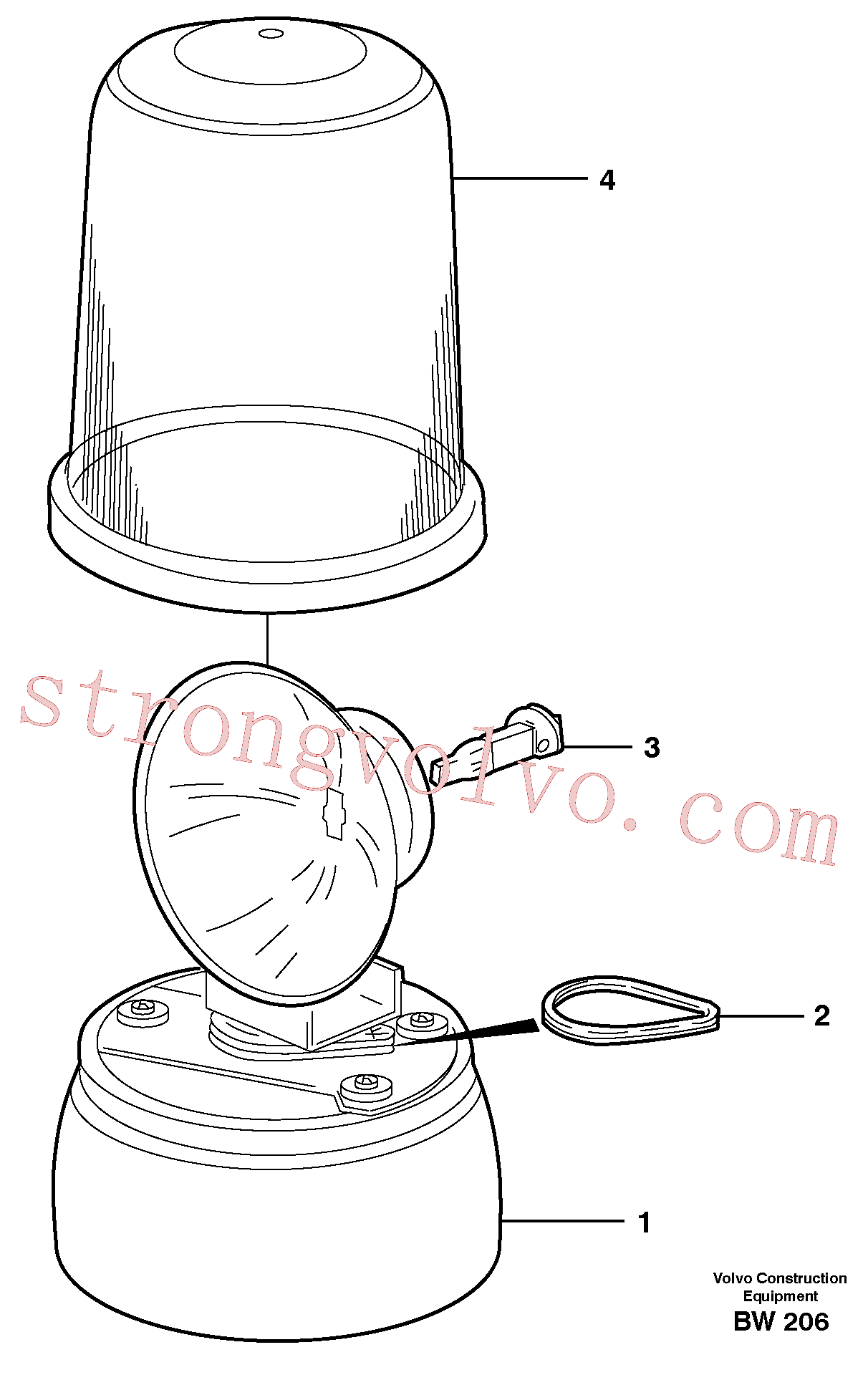 VOE943904 Volvo Farol rotativo, Farol rotativo.(BW206 Montagem)
