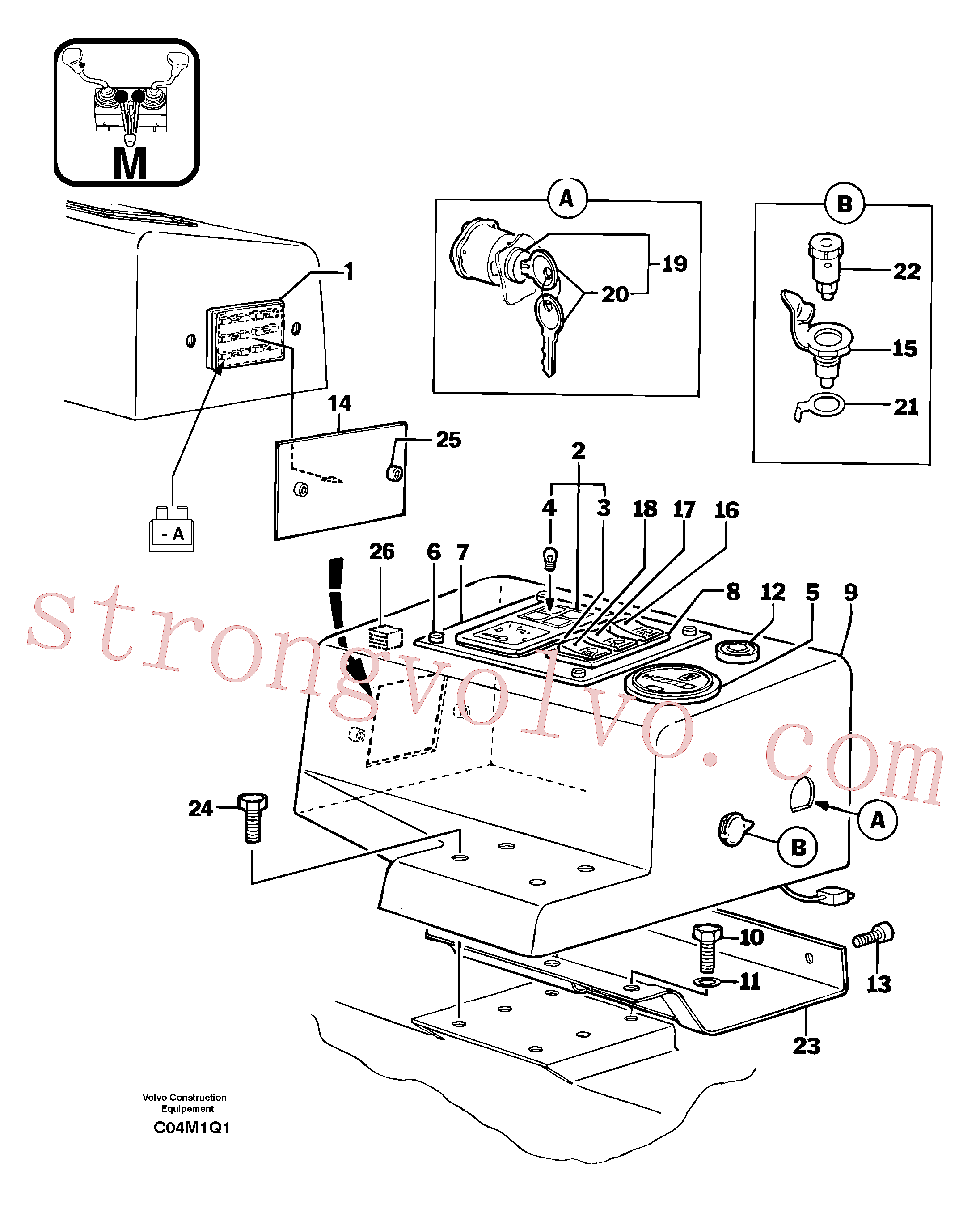 PJ4250035 Volvo Estação do operador: painel de instrumentos (direita)(C04M1Q1 Montagem)
