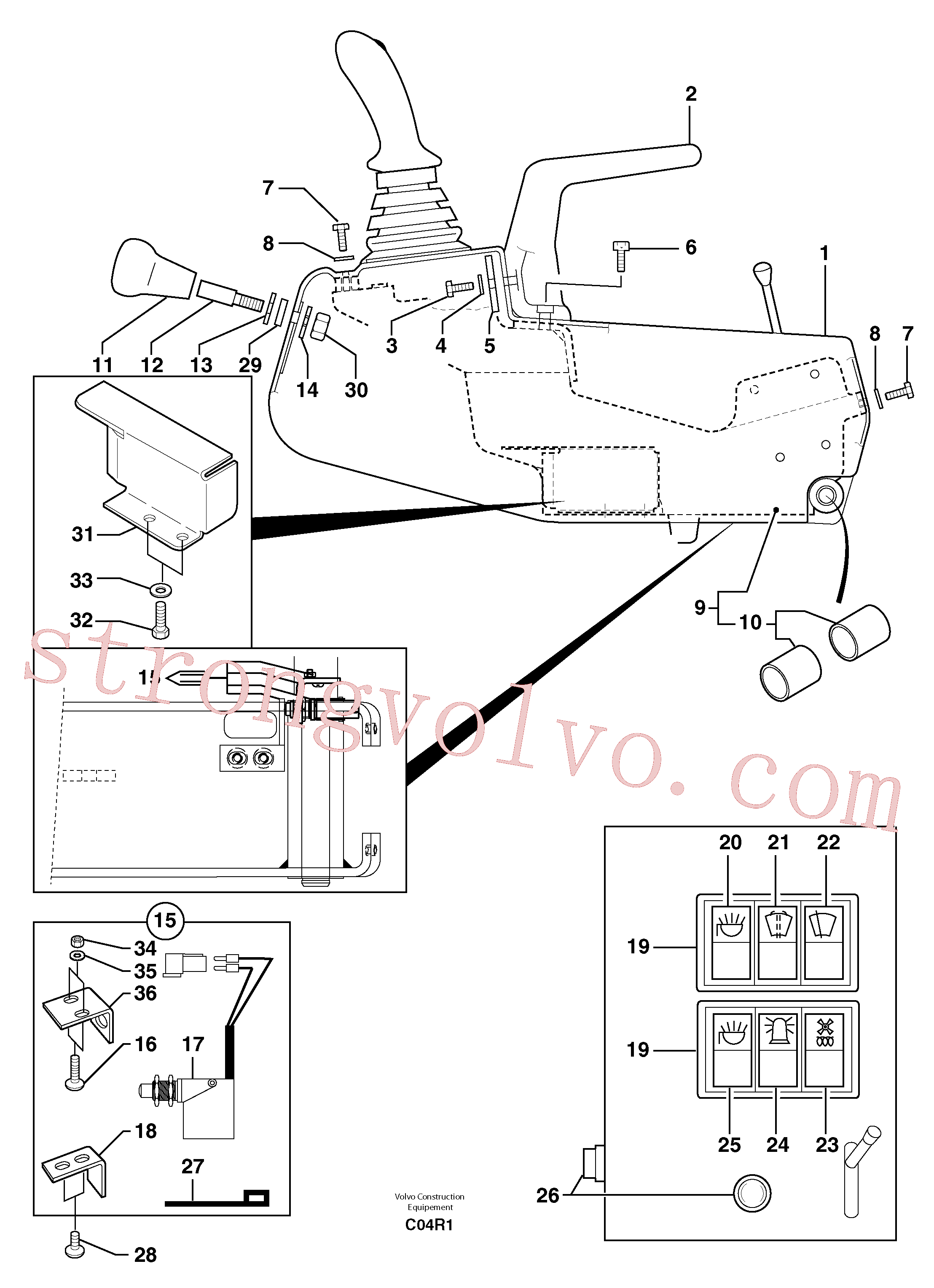 PJ4590030 Volvo Estação do operador: painel de instrumentos (esquerda)(C04R2 Montagem)