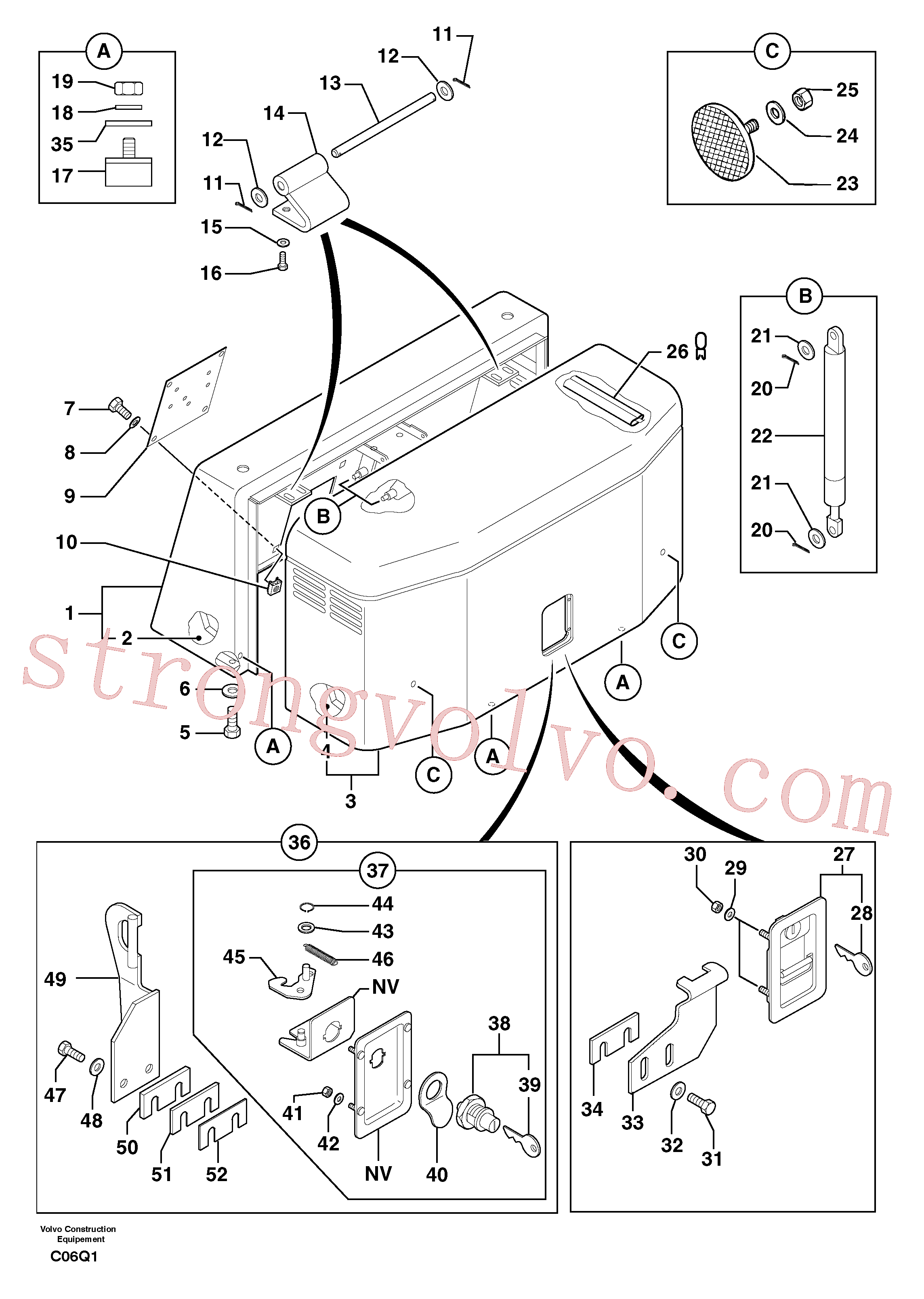 PJ4490016 Volvo Cobertura do motor(C06Q1 Montagem)