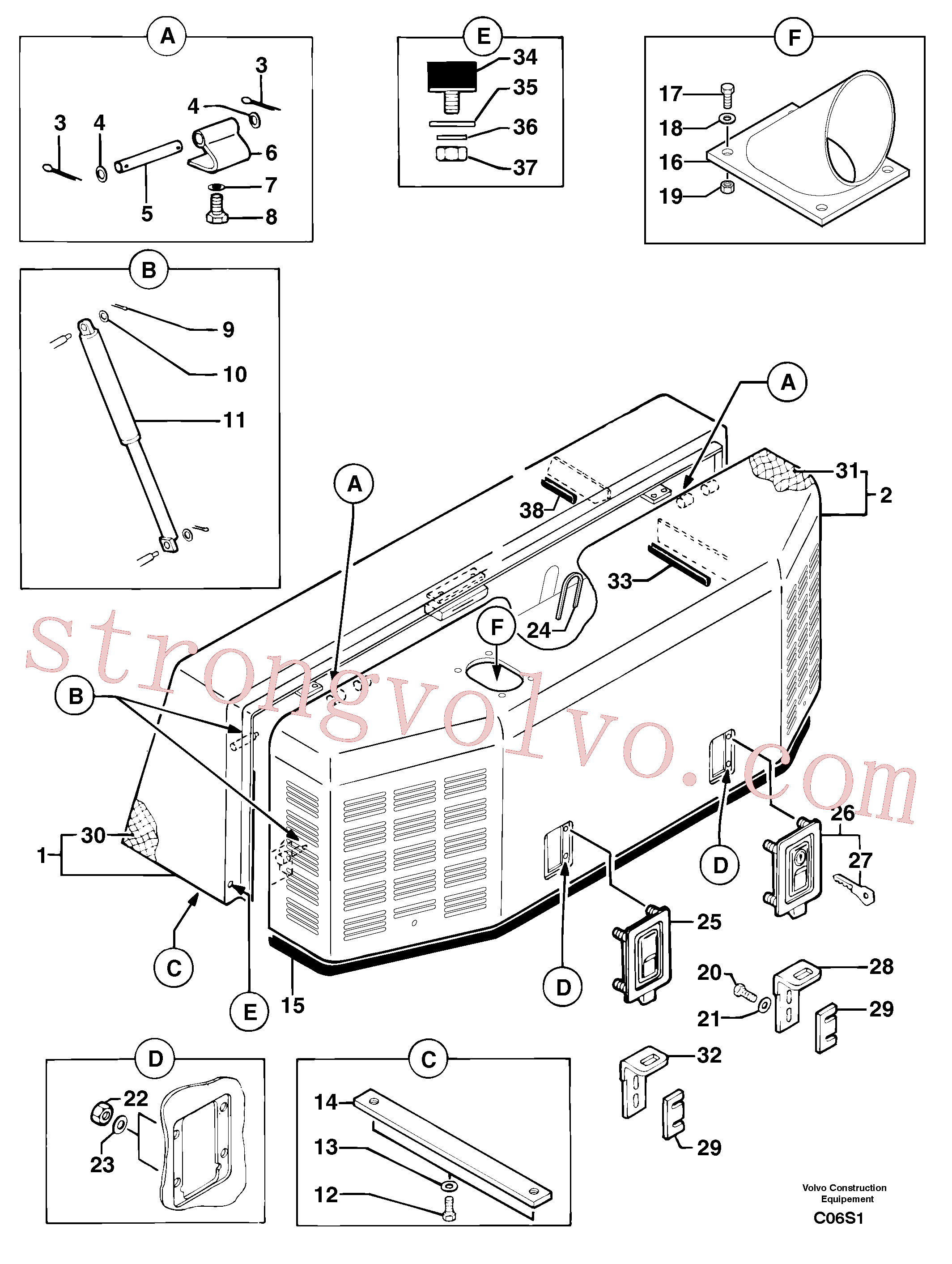 PJ4490016 Volvo Cobertura do motor(C06S1 Montagem)