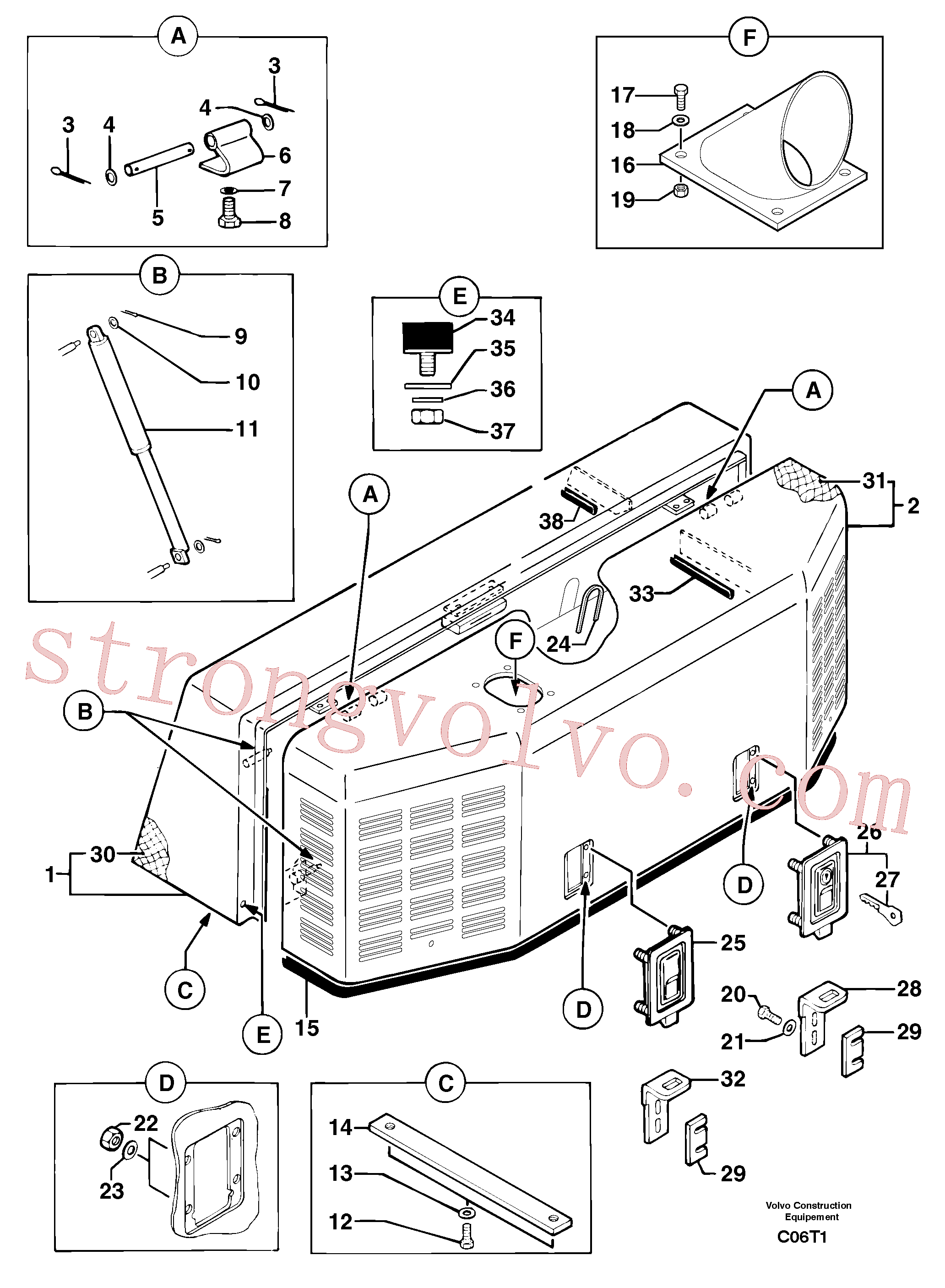 PJ4490016 Volvo Cobertura do motor(C06T1 Montagem)