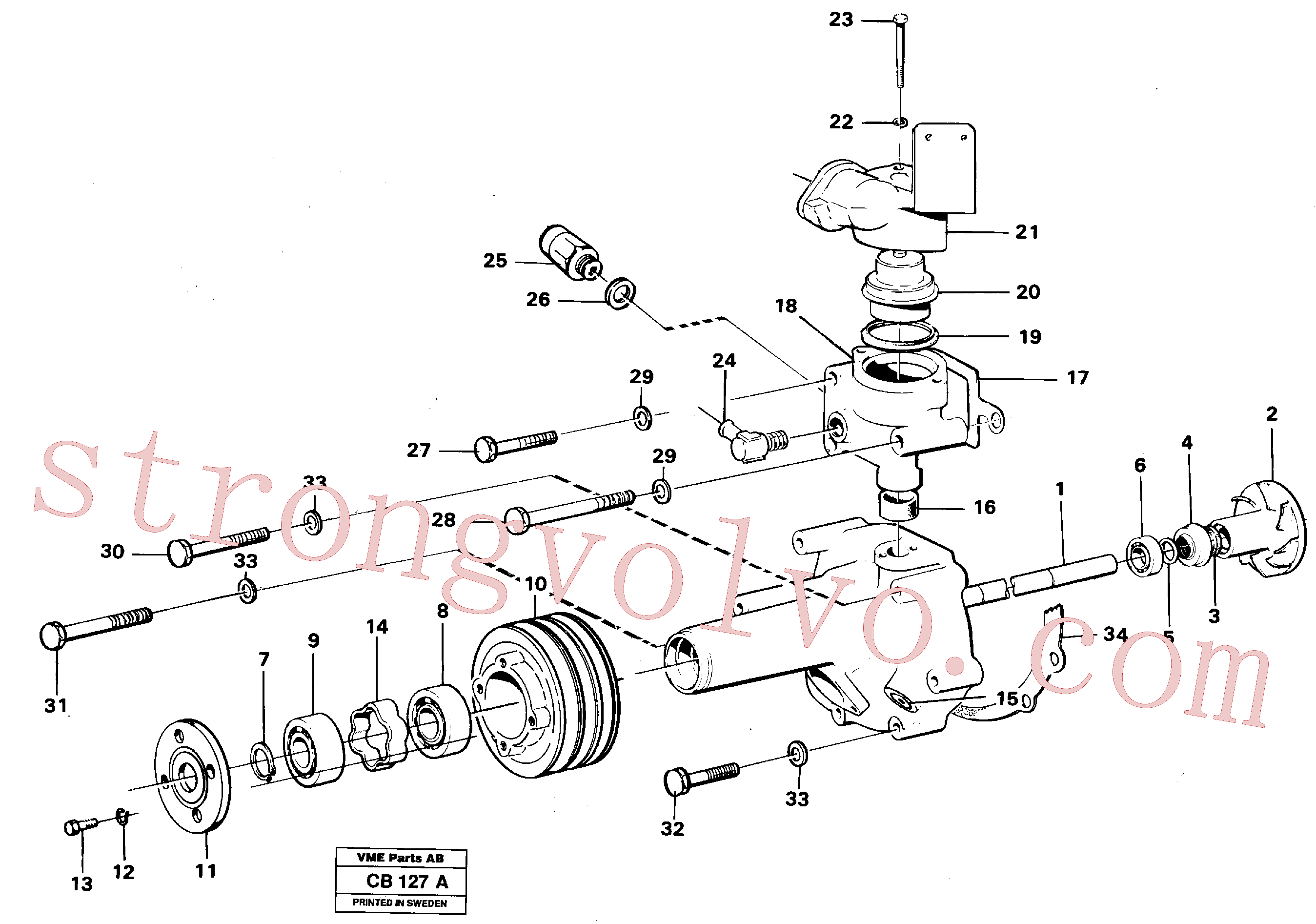 VOE968145 Volvo Alojamento do termóstato e da bomba de água(CB127A Montagem)