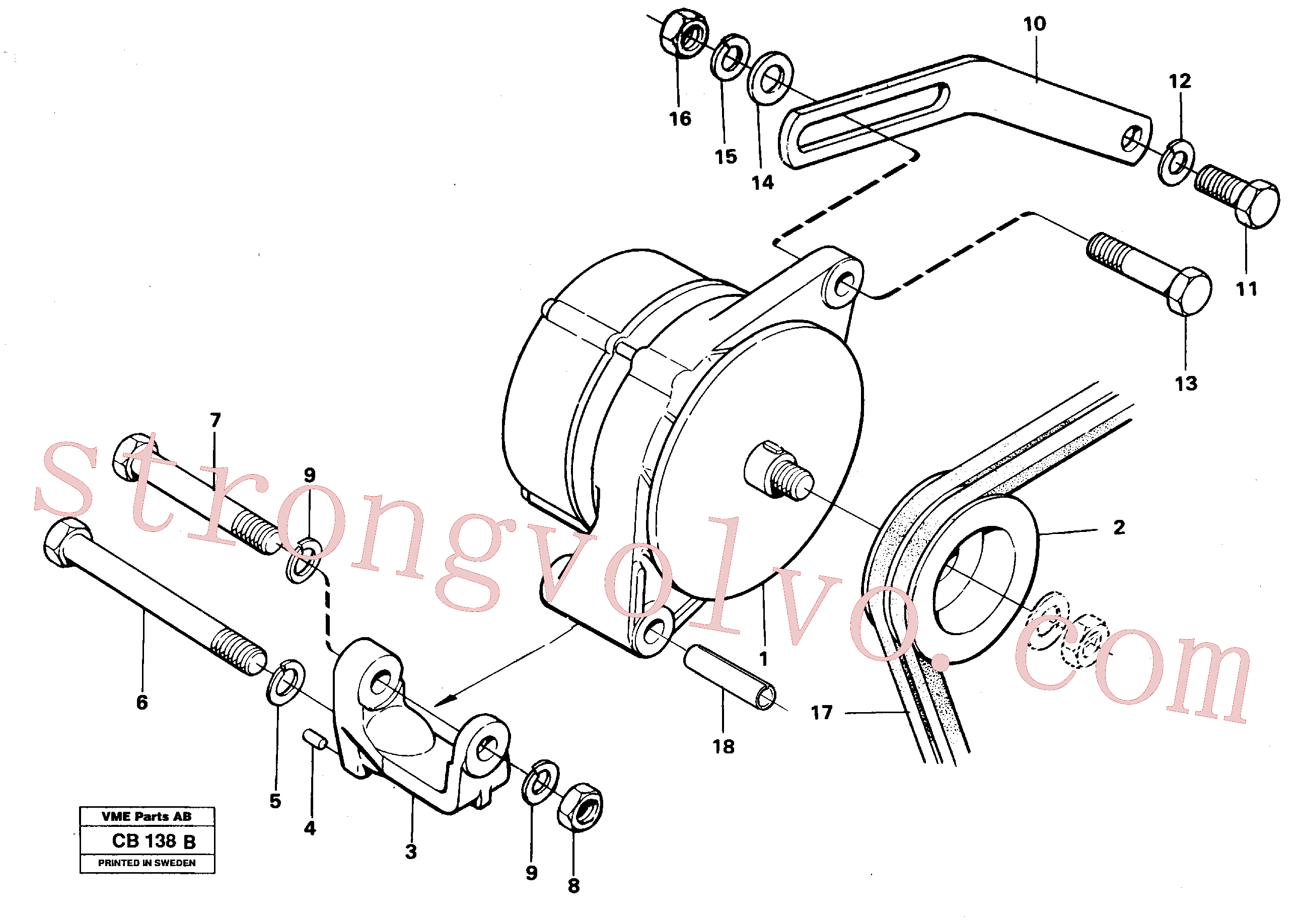 VOE941909 Volvo Alternador com detalhes de montagem(CB138B Montagem)
