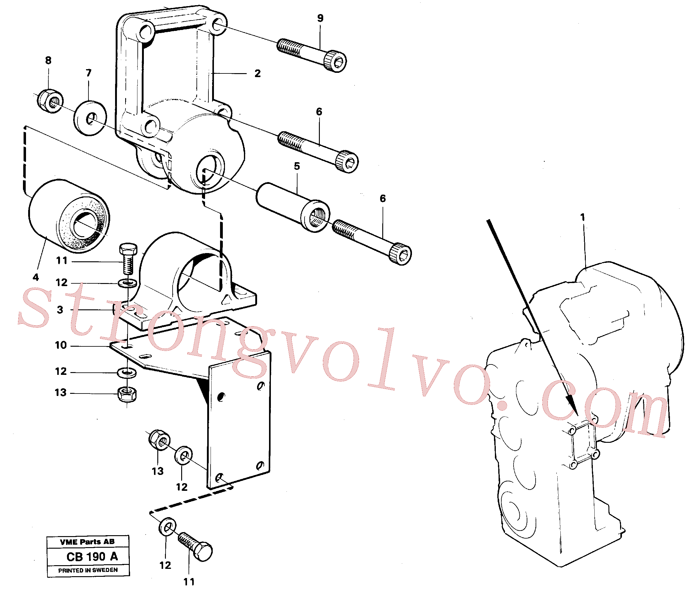 VOE959285 Volvo Corpo da caixa de engrenagem com peça de adaptação(CB190A Montagem)