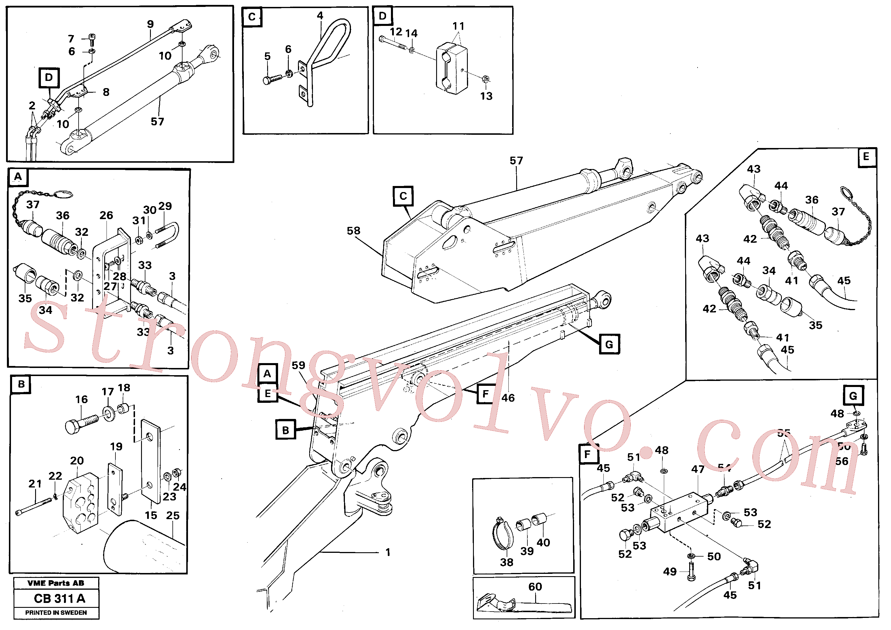 VOE932142 Volvo Sistema hidráulico do braço de afundamento extensível(CB311A Montagem)