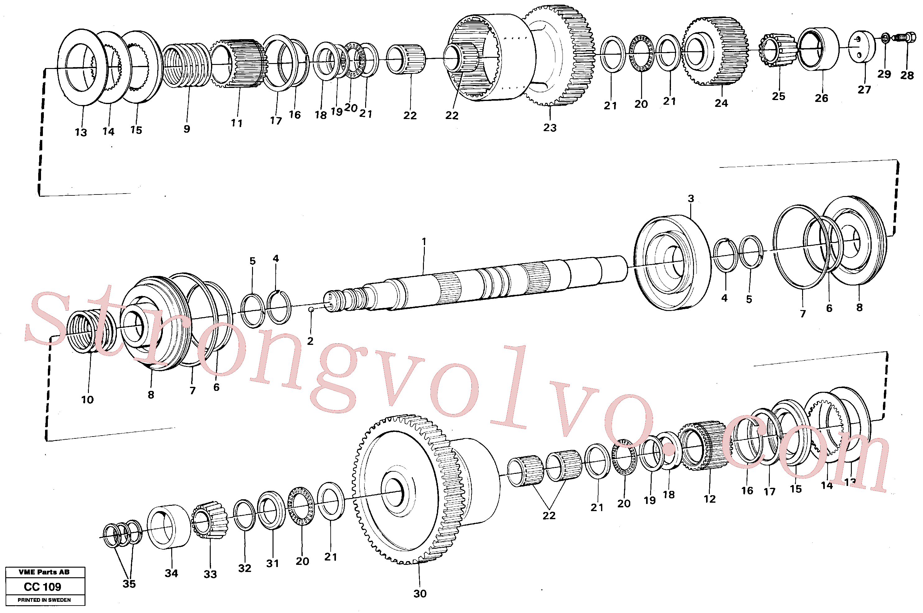 China Made VOE7018494 Rolamento de rolos Volvo Acessórios para escavadeira