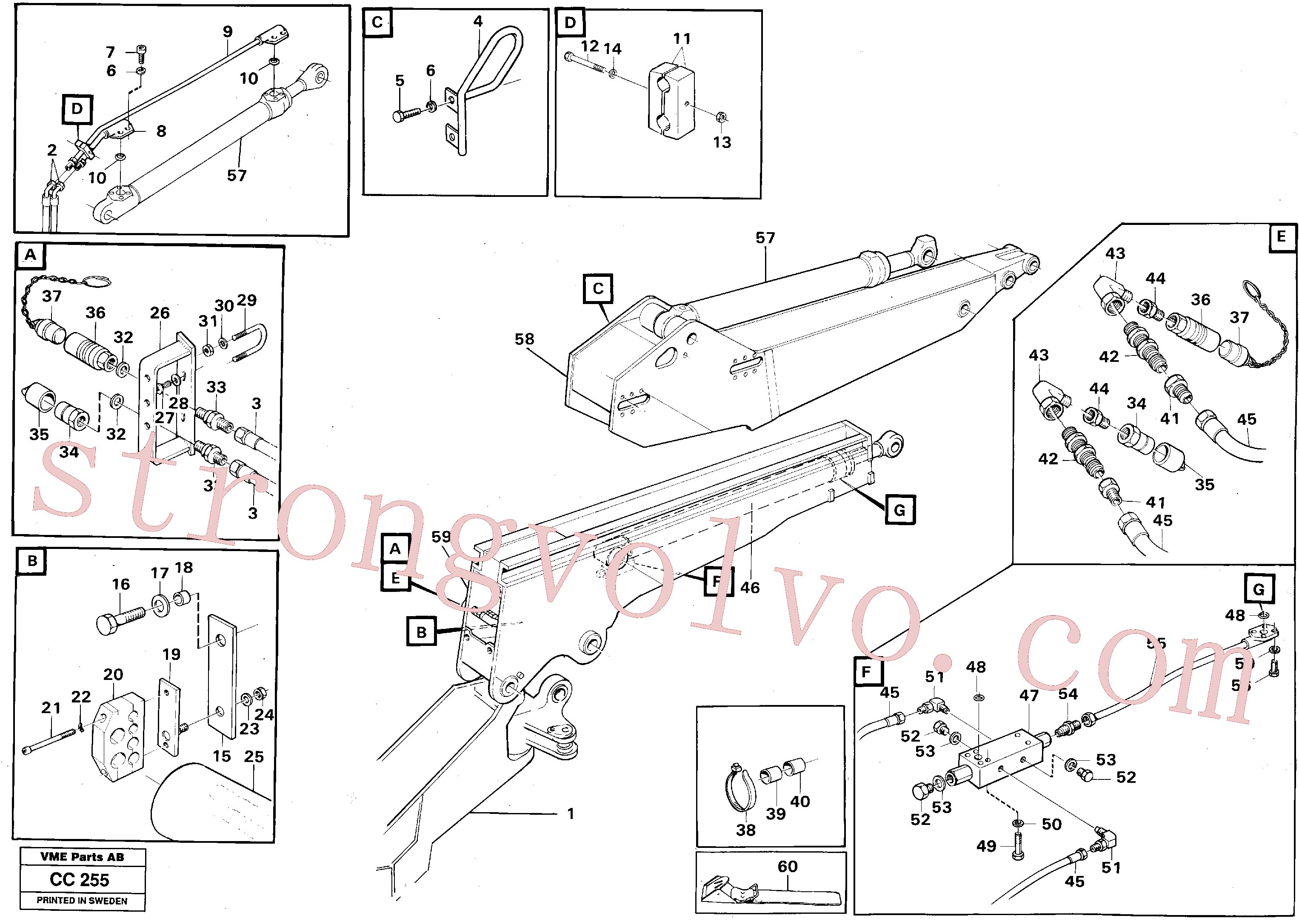 VOE932142 Volvo Sistema hidráulico do braço de afundamento extensível(CC255 Montagem)