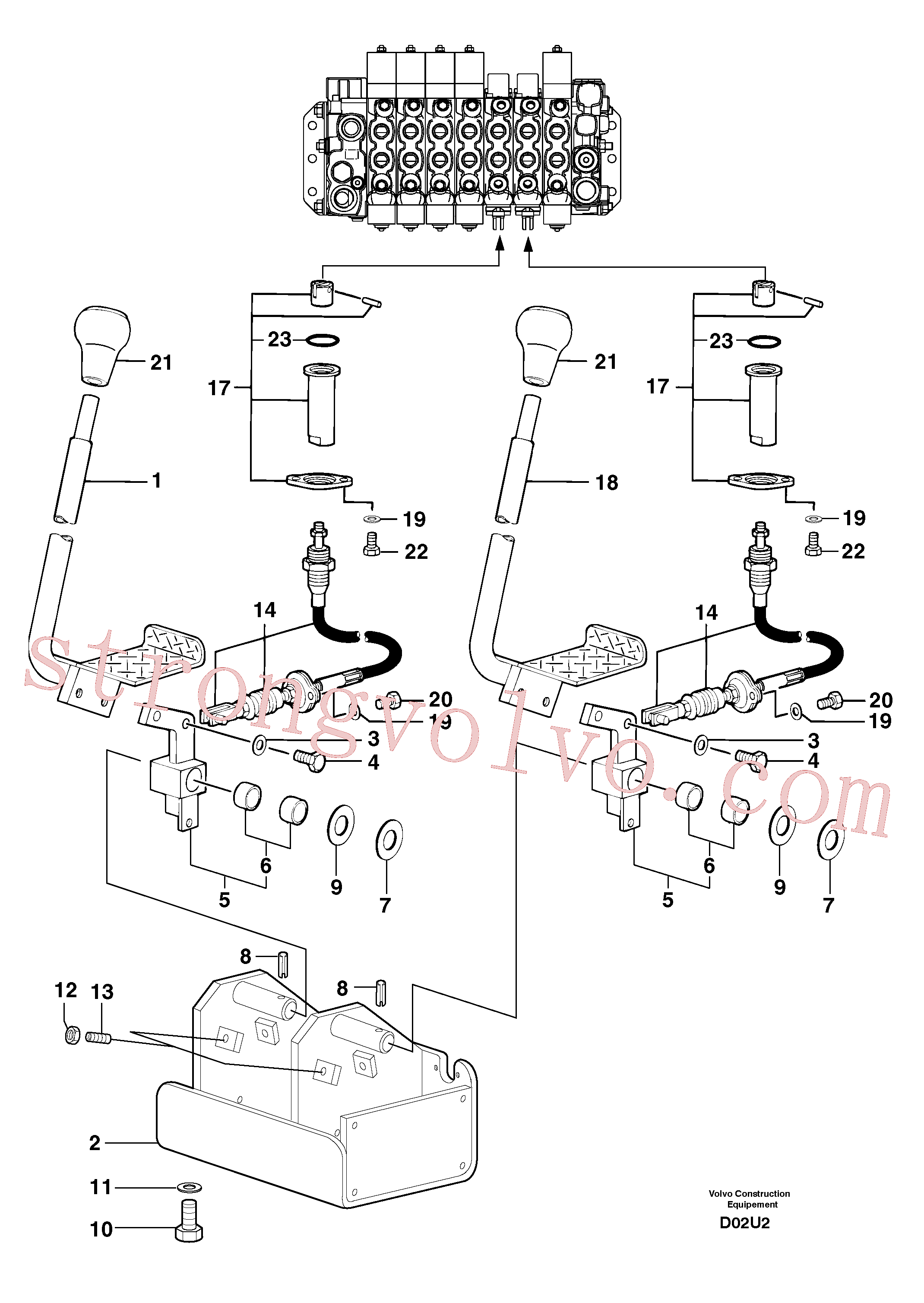 VOE11802678 Volvo Alavancas de comando: curso(D02U2 Montagem)