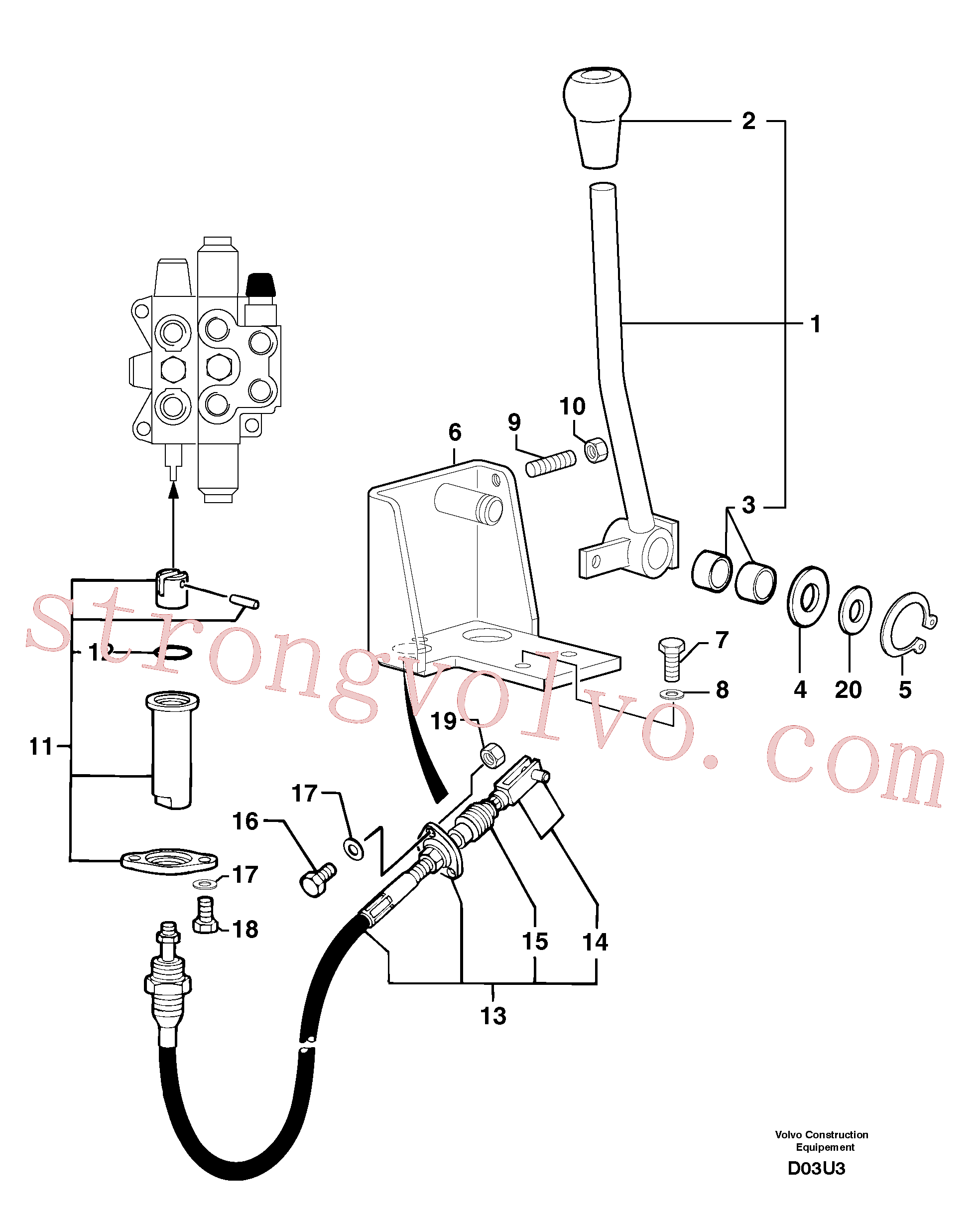 PJ4630022 Volvo Alavanca de comando: lâmina de terraplanagem(D03U3 Montagem)