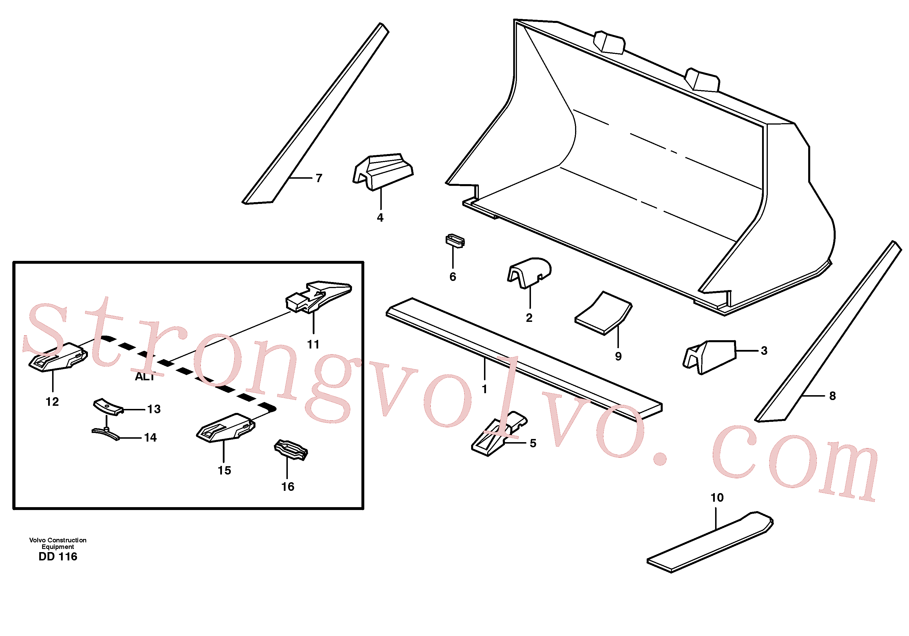 VOE4786501 Volvo Balde, direito com dentes(DD116 Montagem)
