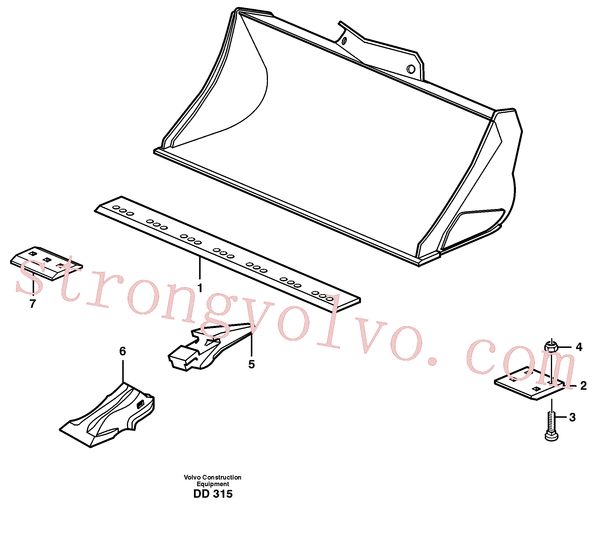 VOE11142572 Volvo Balde, direito com dentes(DD315 Montagem)