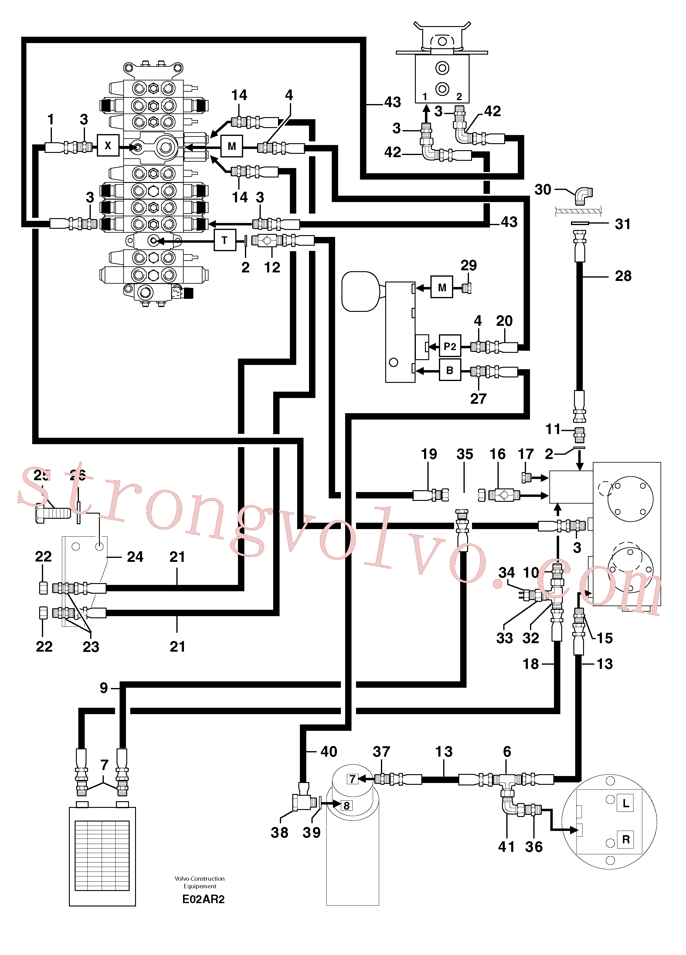 Atacado PJ4190628 High pressure hose Volvo escavadeira