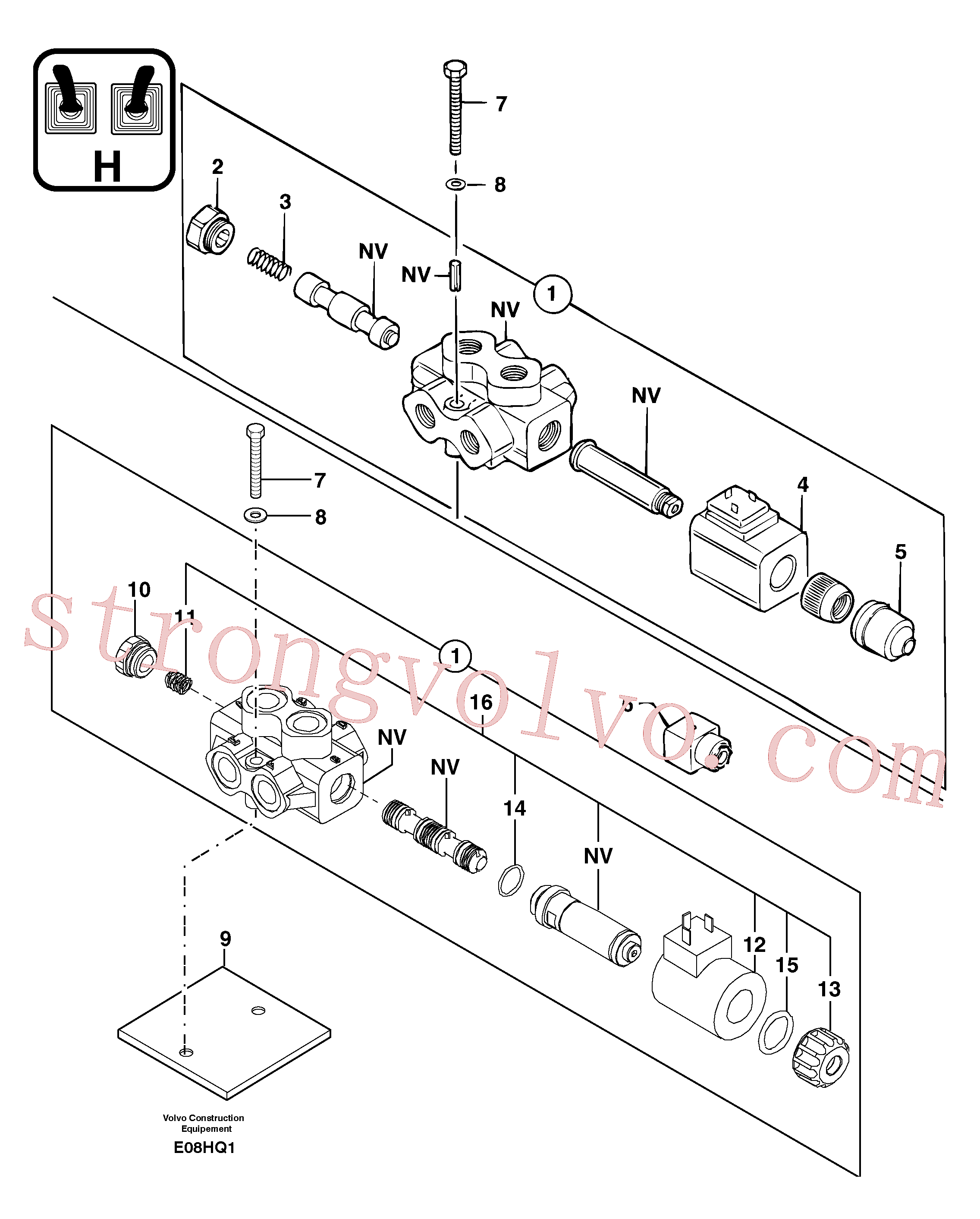 PJ4380027 Volvo Rotação - interruptor do selector de desvio(E08HQ1 Montagem)