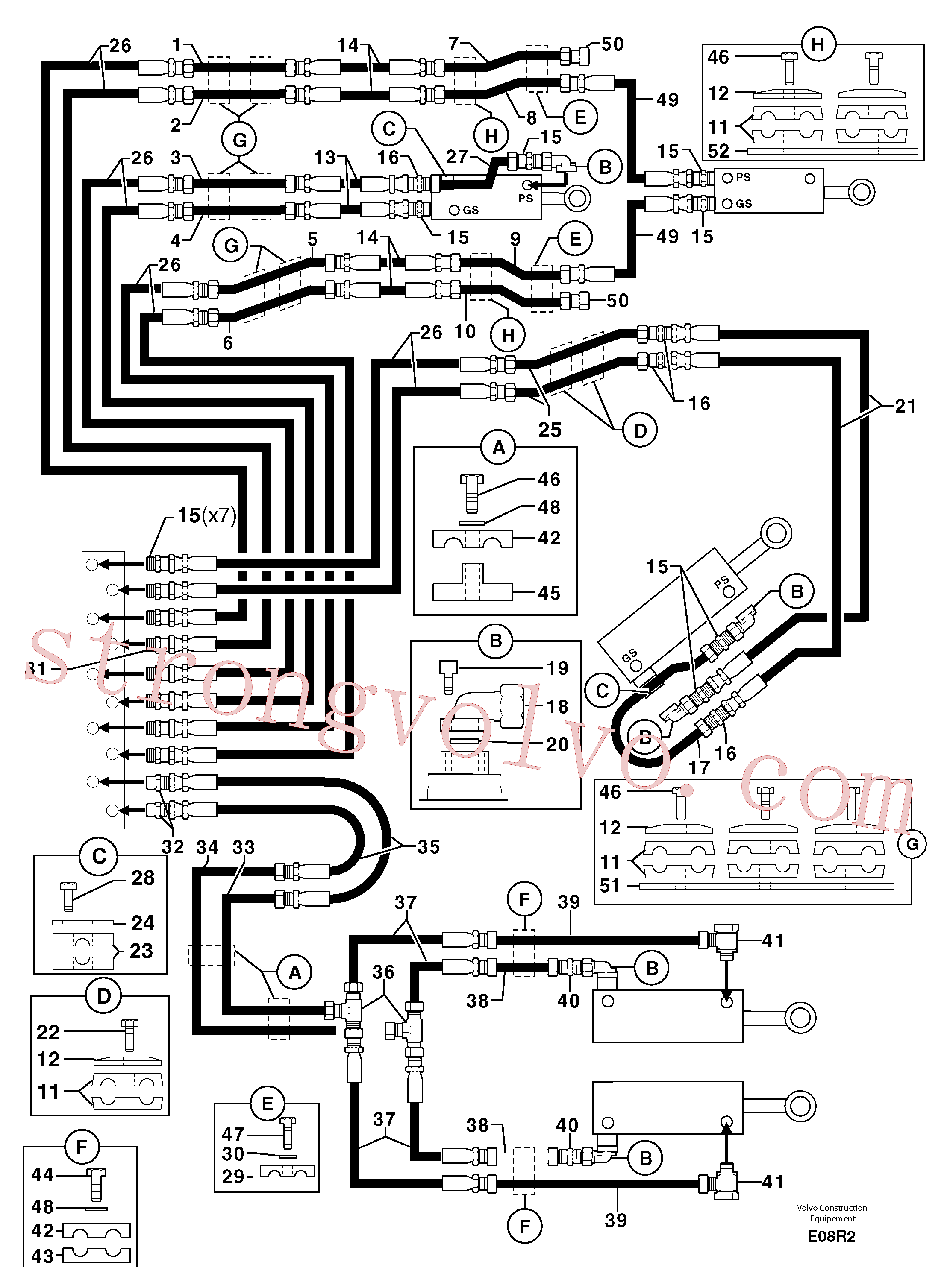 Atacado PJ4194110 High pressure hose Volvo escavadeira