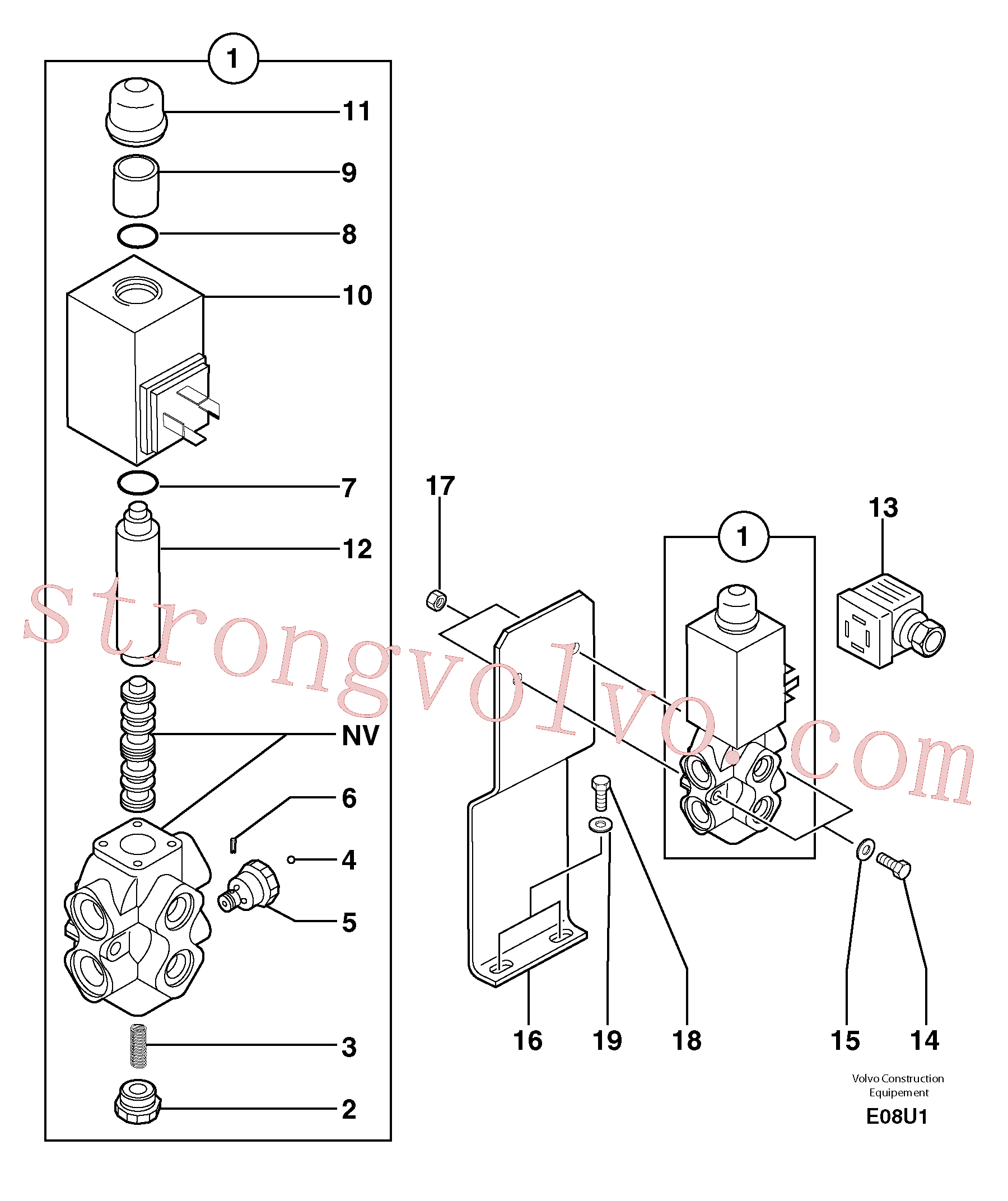PJ5360192 Volvo Rotação - interruptor do selector de desvio(E08U1 Montagem)