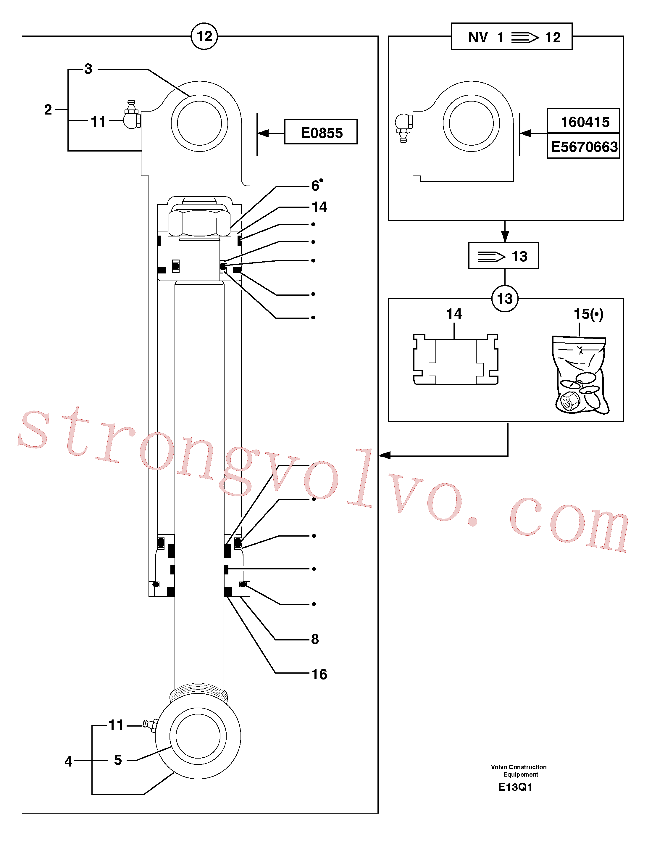 China Made PJ5670855 Dipper arm cyl. Volvo Acessórios para escavadeira