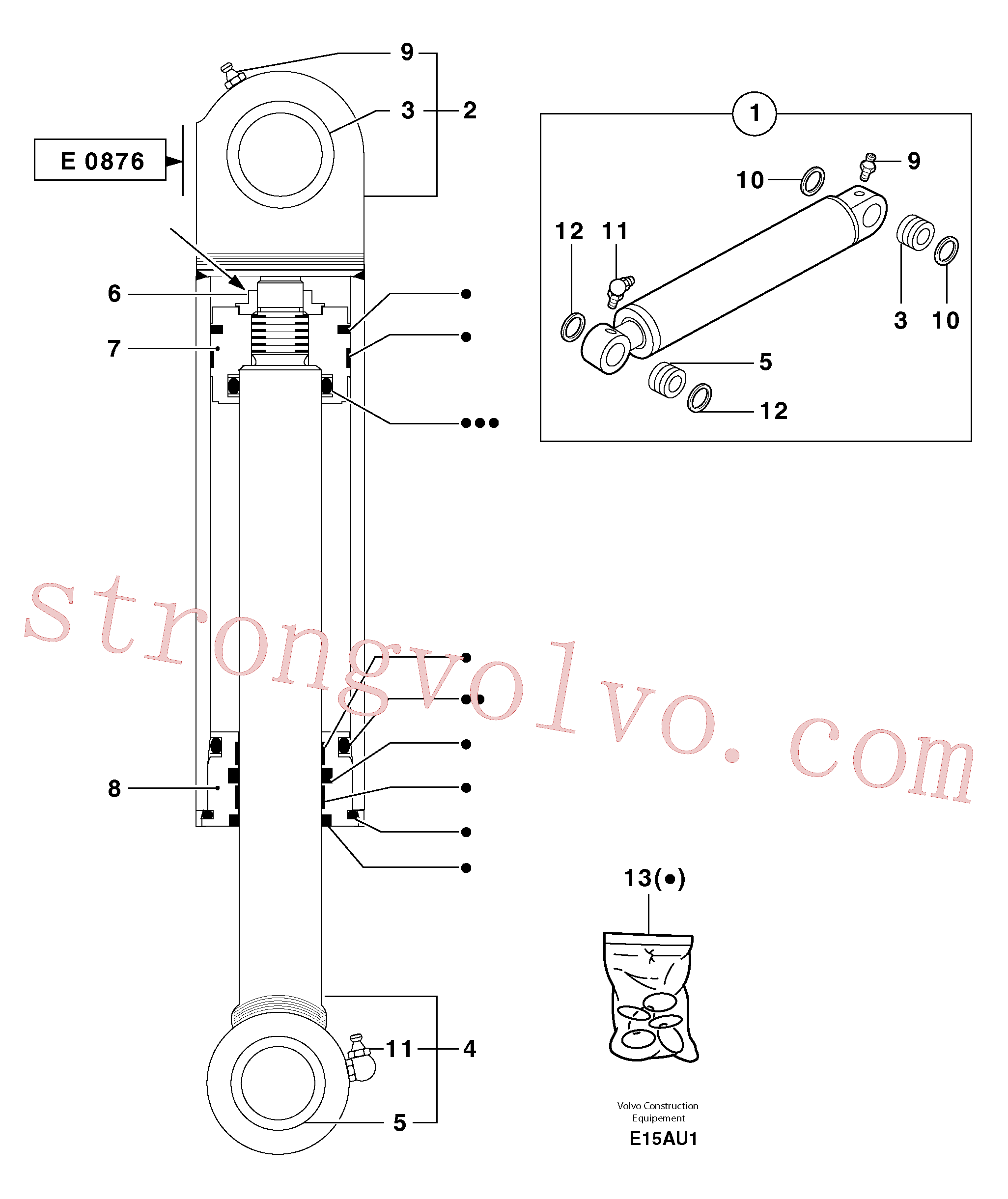 PJ5940308 Piston rod Volvo escavadeira