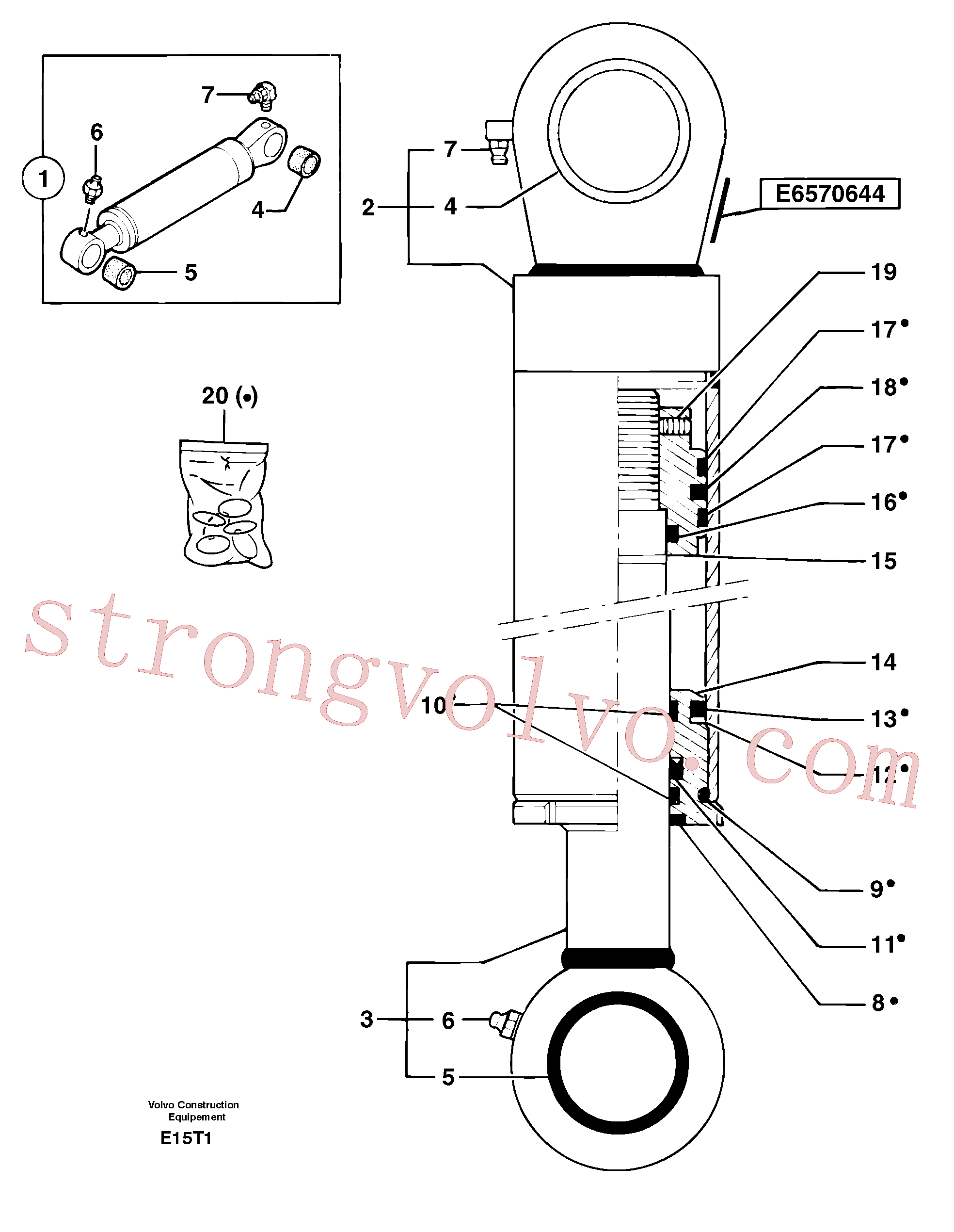 PJ7414563 Volvo Cilindro de balde(E15T1 Montagem)