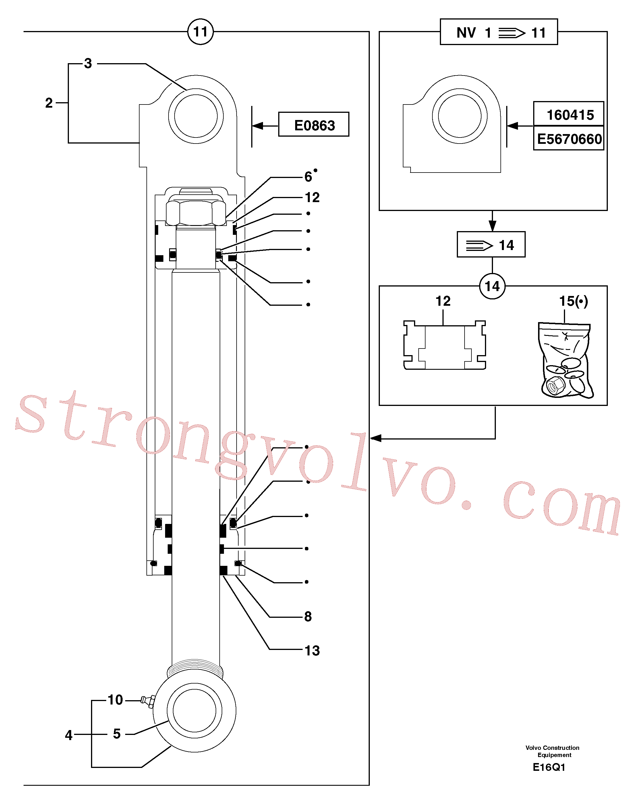 PJ5940065 Cilindro Inscreva-se para Volvo Acessórios para escavadeira