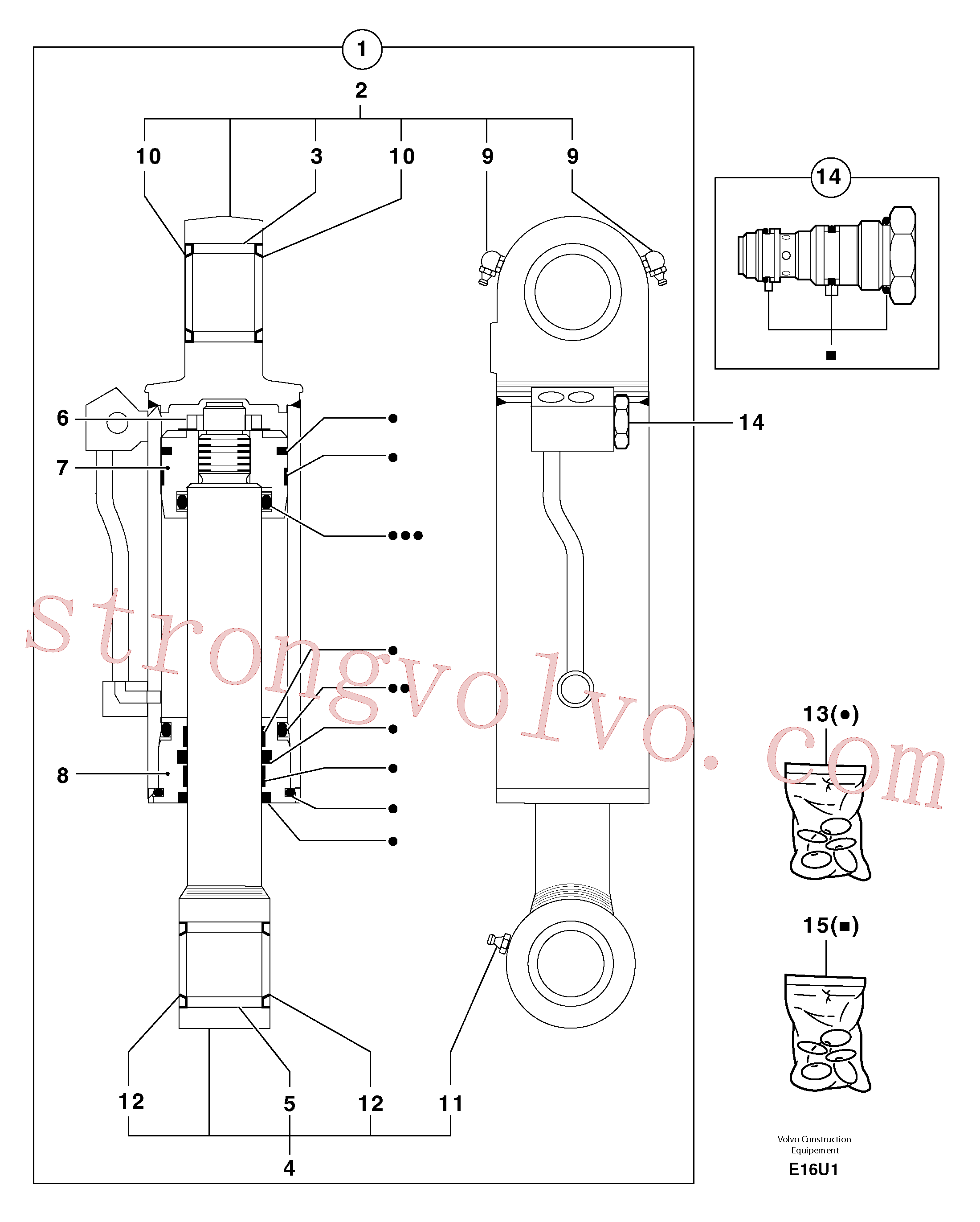 Atacado PJ5940309 Cilindro Volvo escavadeira
