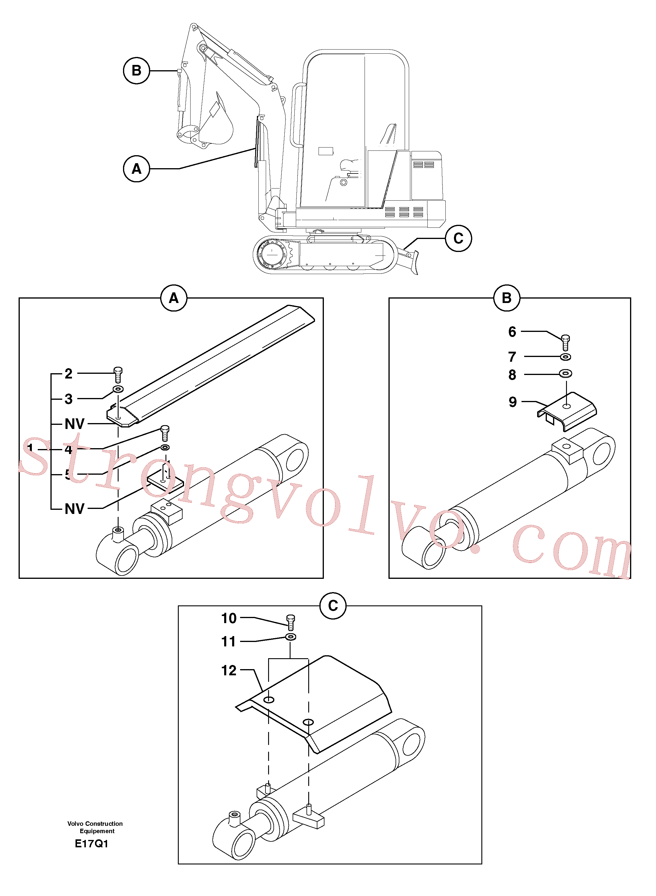 VOE11805313 Volvo Protecção da haste do cilindro(E17Q1 Montagem)