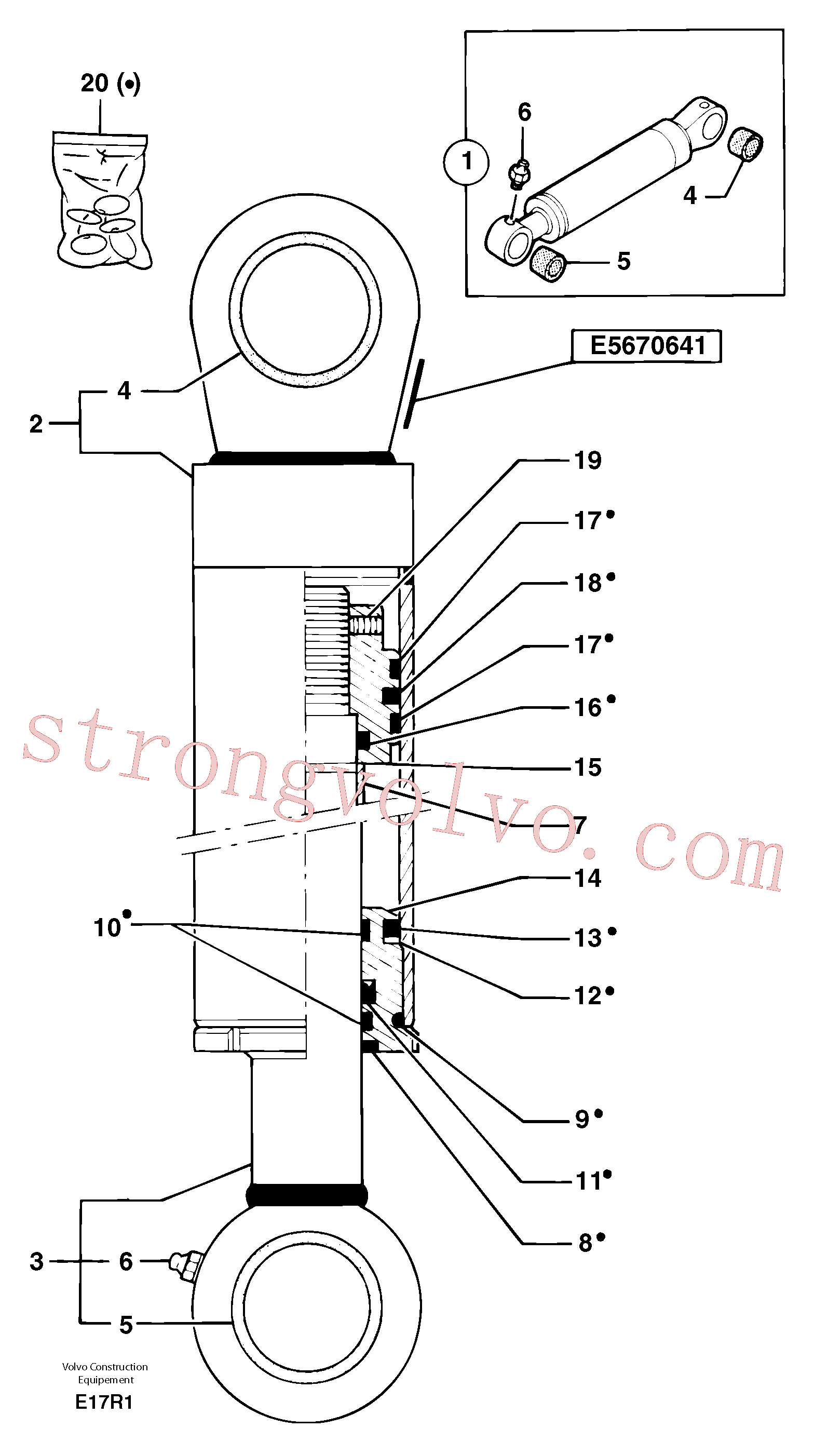 PJ7414622 Piston rod Volvo escavadeira