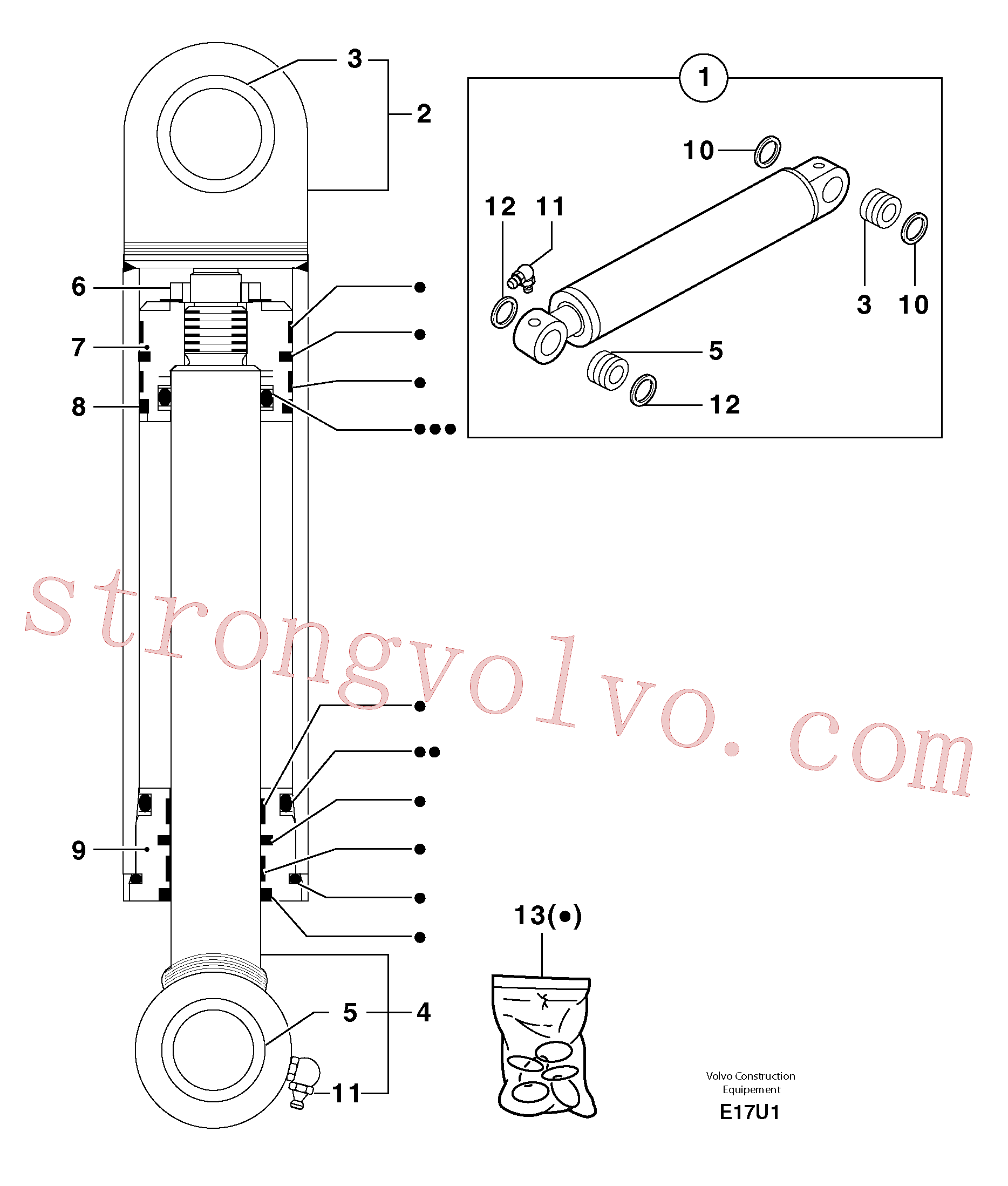 Atacado PJ5670794 Cilindro Volvo escavadeira