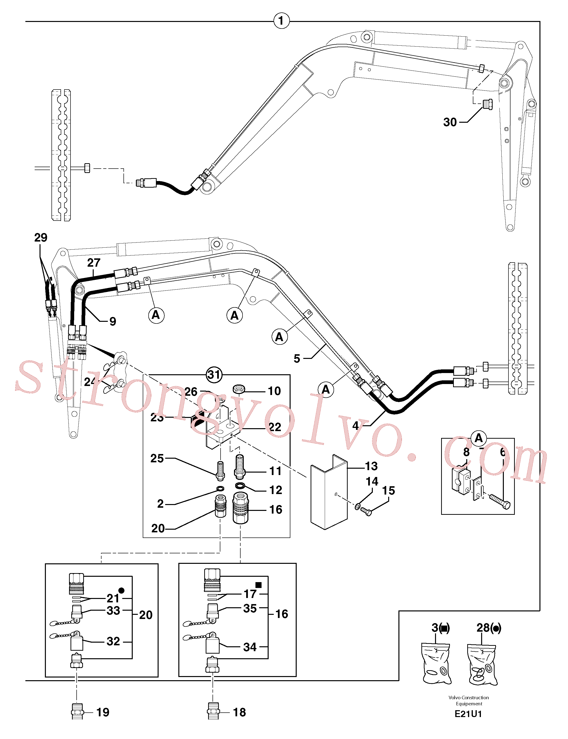 Atacado PJ4196049 High pressure hose Volvo escavadeira