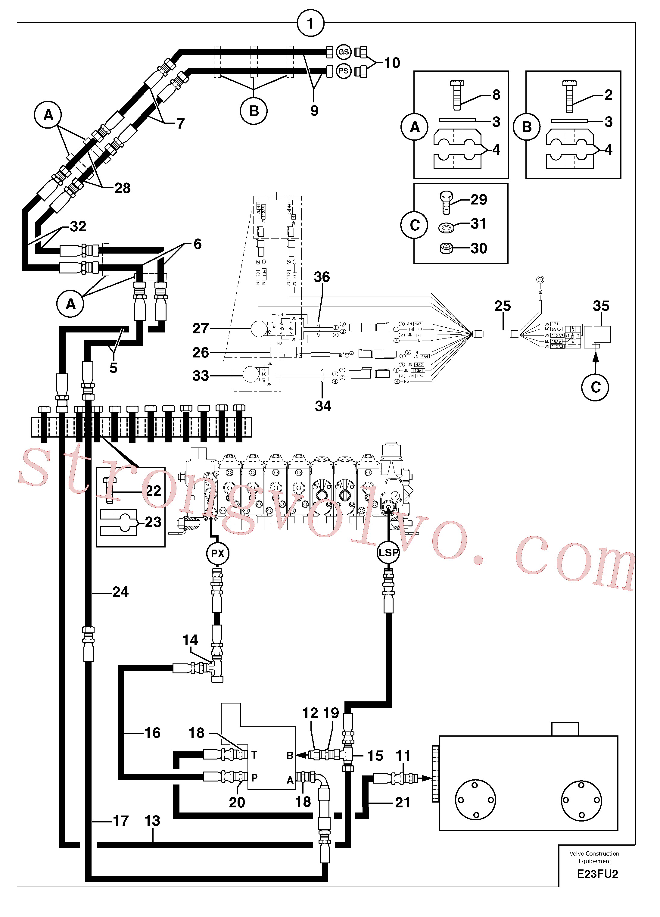 PJ4750423 Adapter Volvo escavadeira