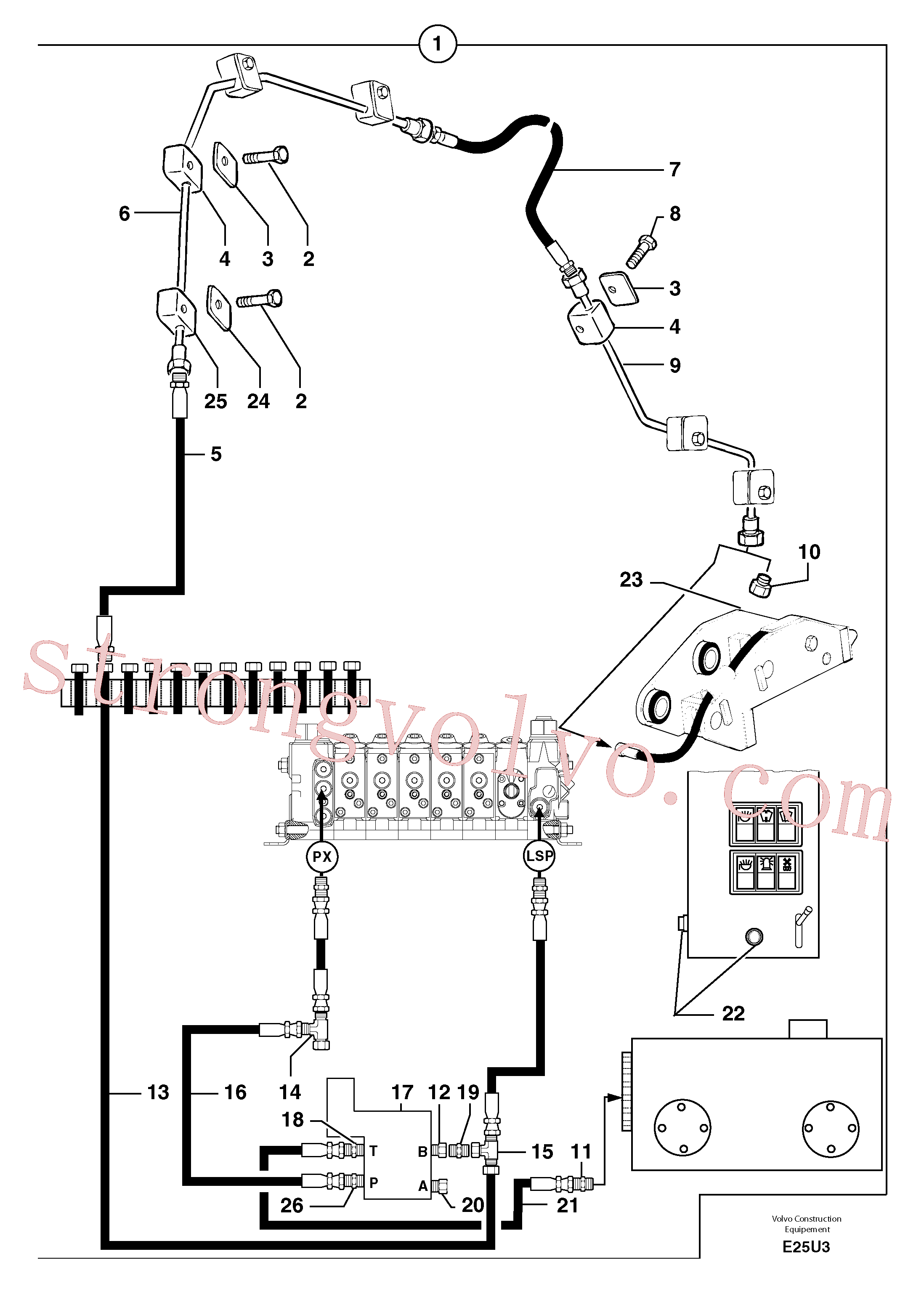 Atacado PJ4193087 High pressure hose Volvo escavadeira