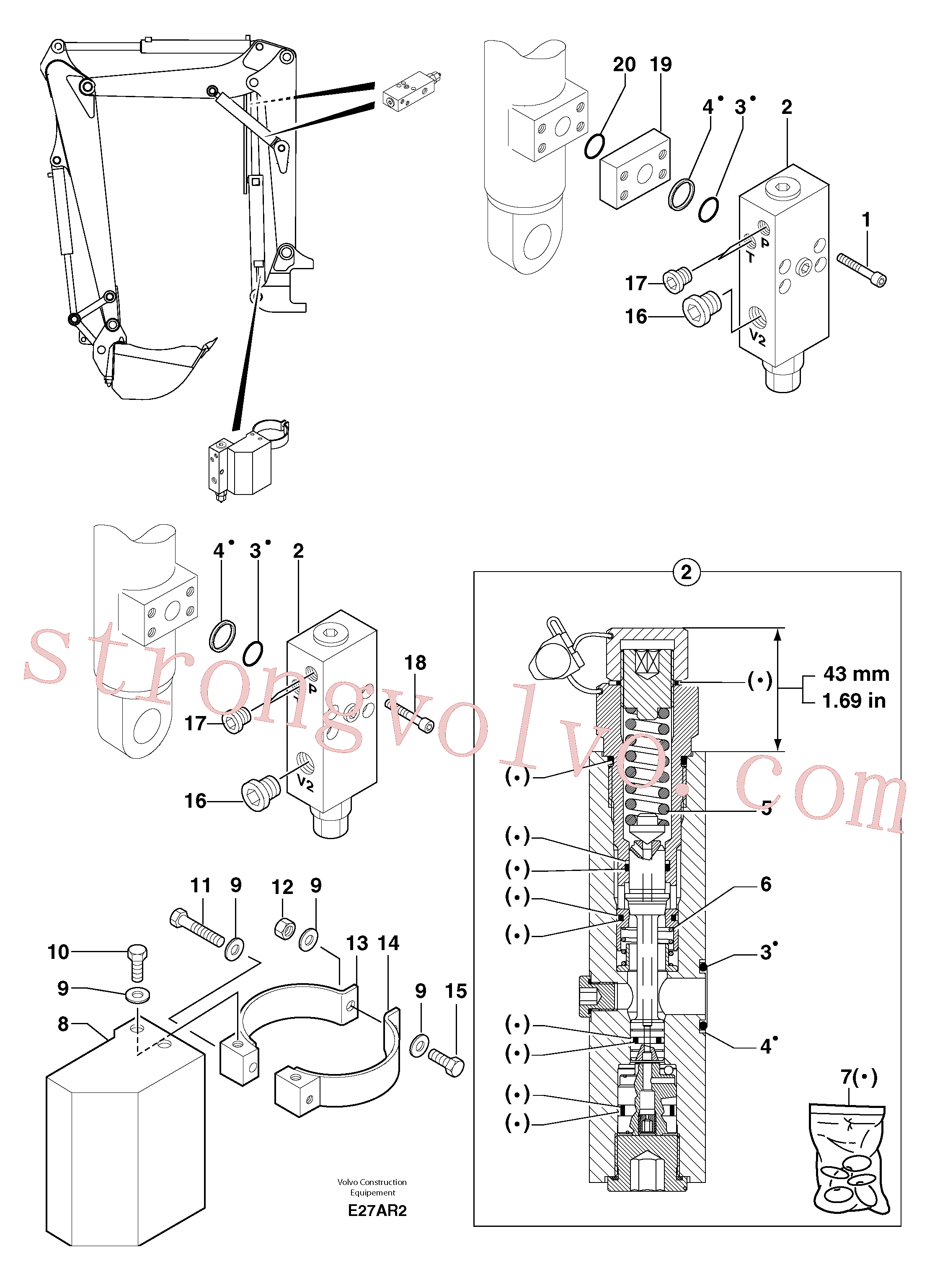 PJ5040583 Volvo Válvula de segurança (cilindro da lança)(E27AR2 Montagem)
