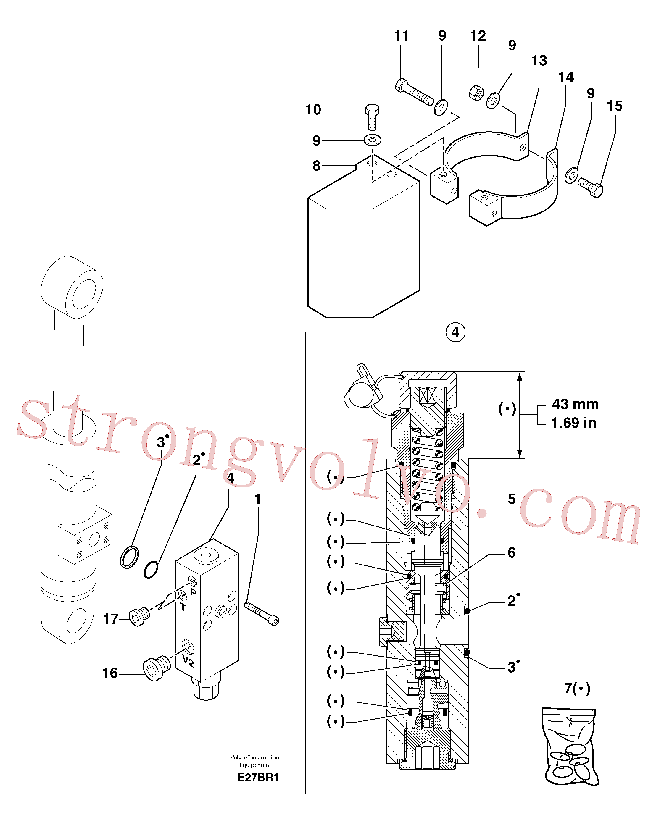 PJ5040583 Volvo Válvula de segurança (cilindro da lança)(E27BR1 Montagem)