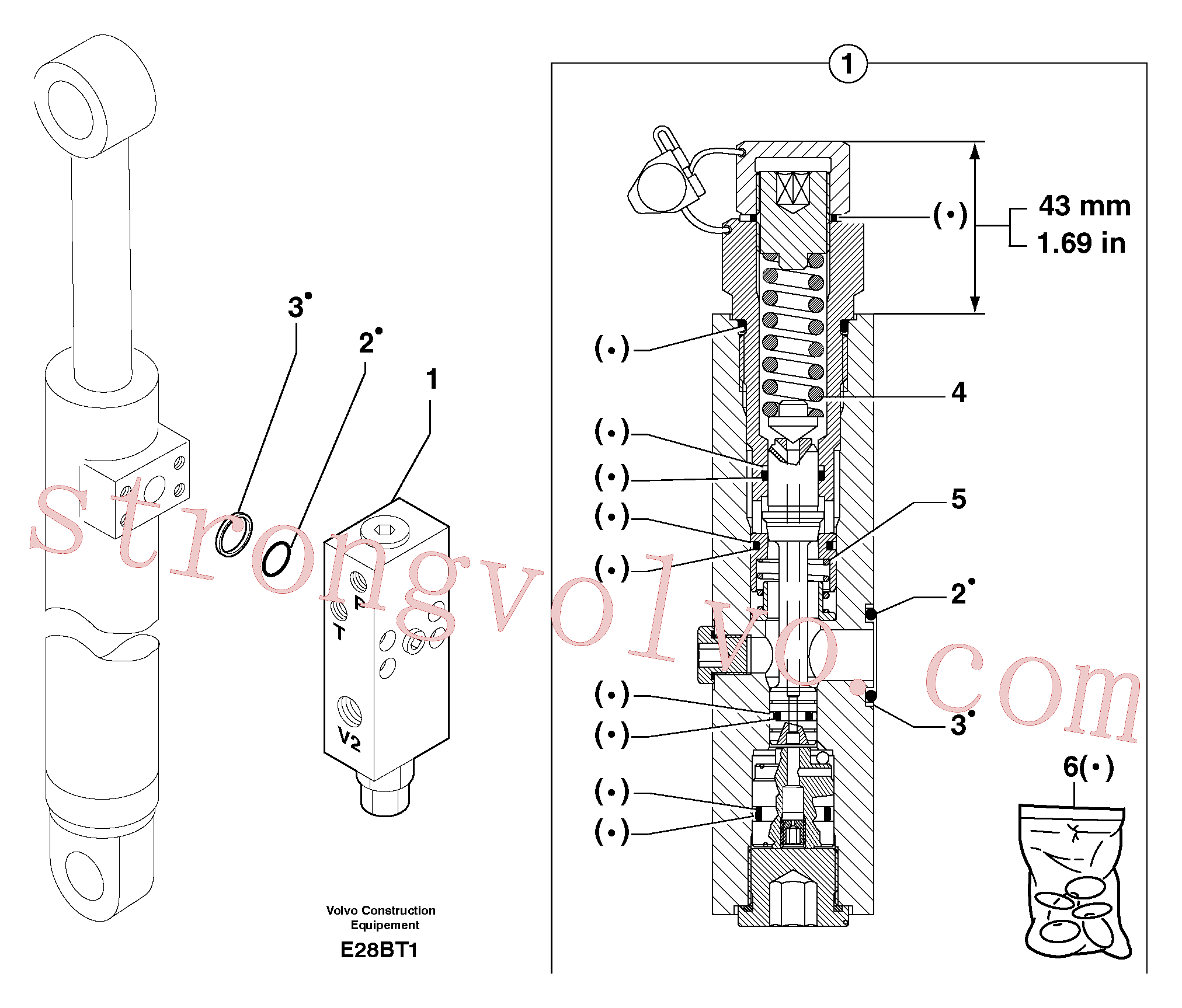 VOE11715660 Volvo Válvula de segurança (cilindro do braço de afundamento)(E28BT1 Montagem)