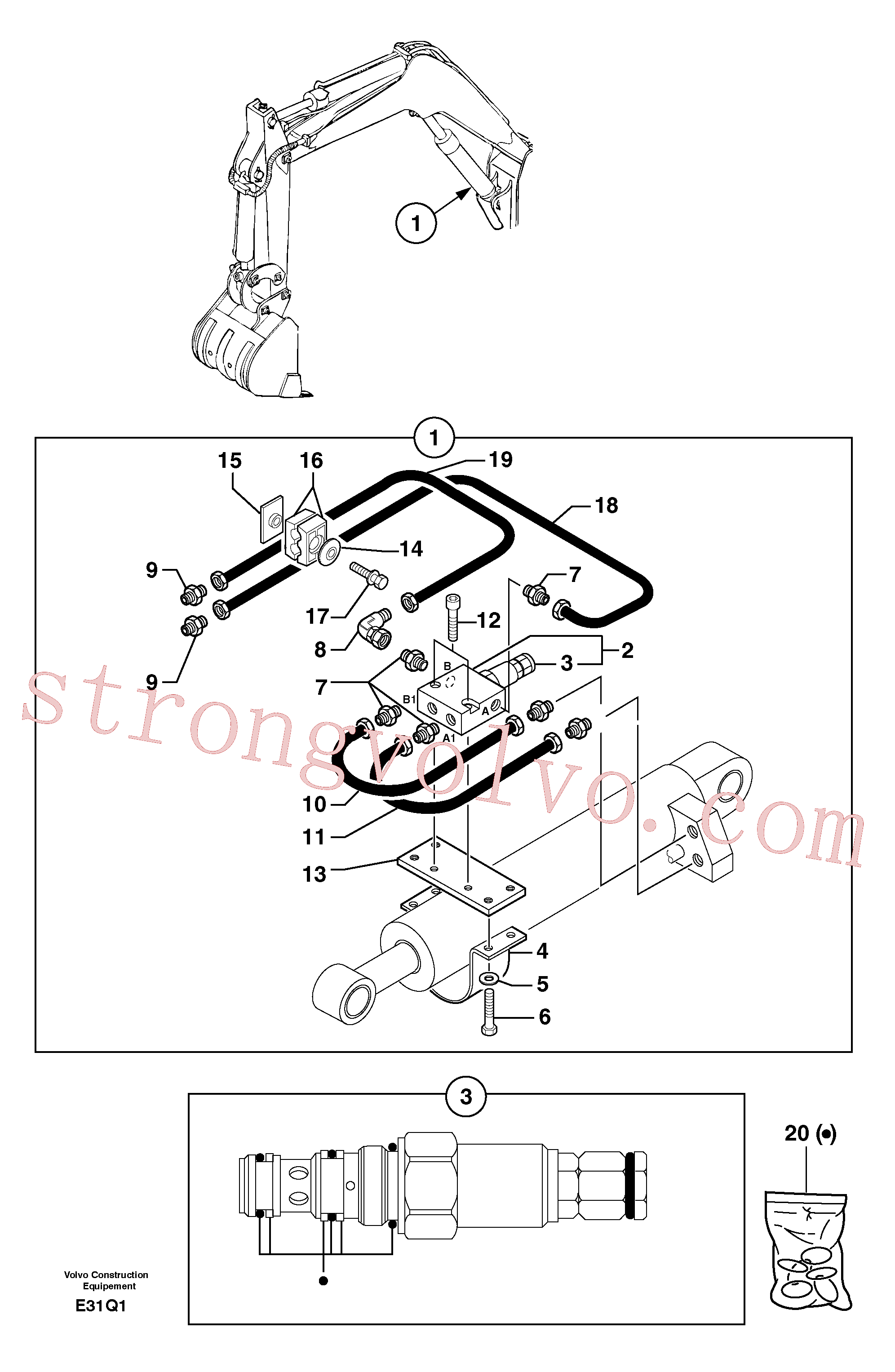 Volvo PJ3811671 Support Volvo Acessórios para escavadeira